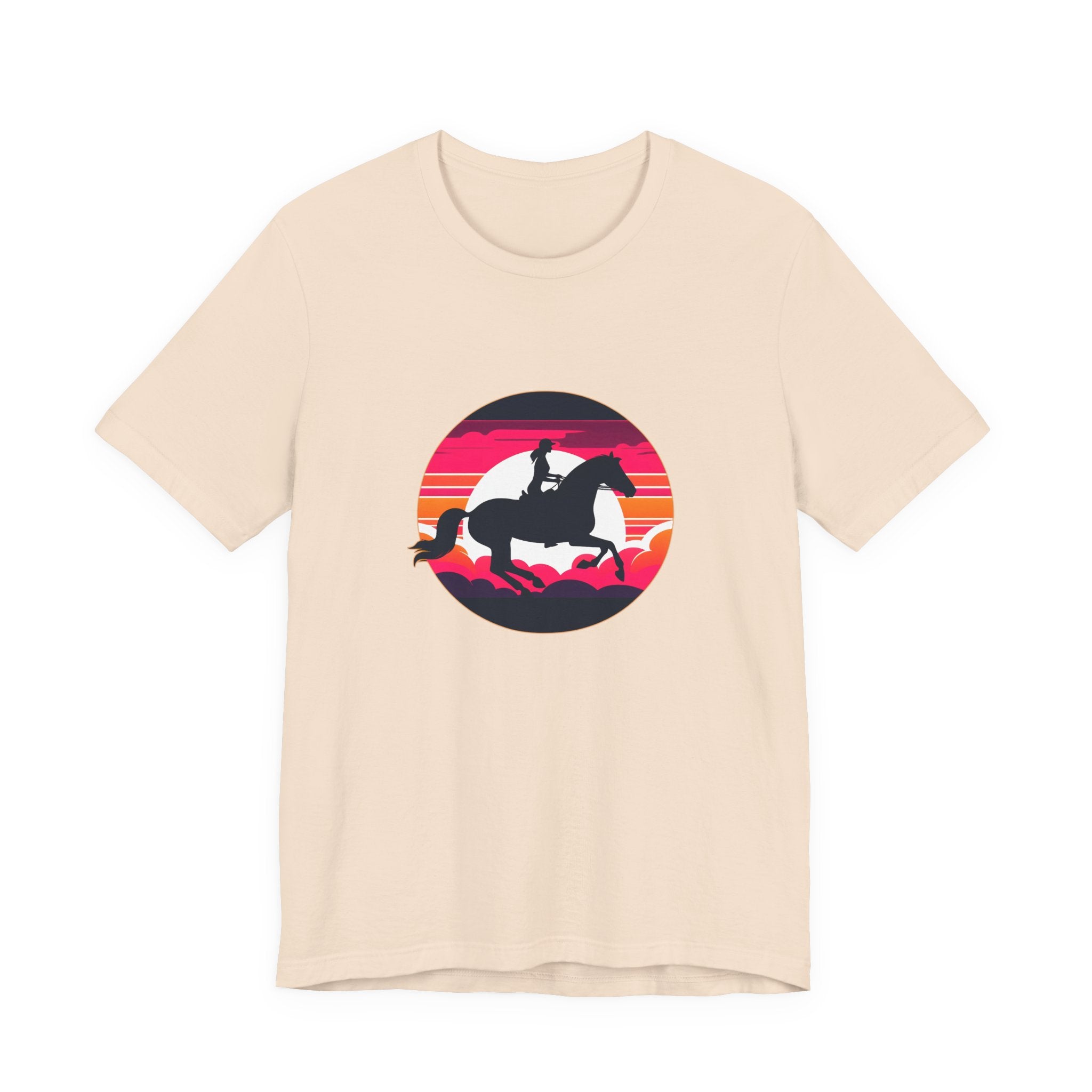 Woman Horse Riding Retro Sunset Tee