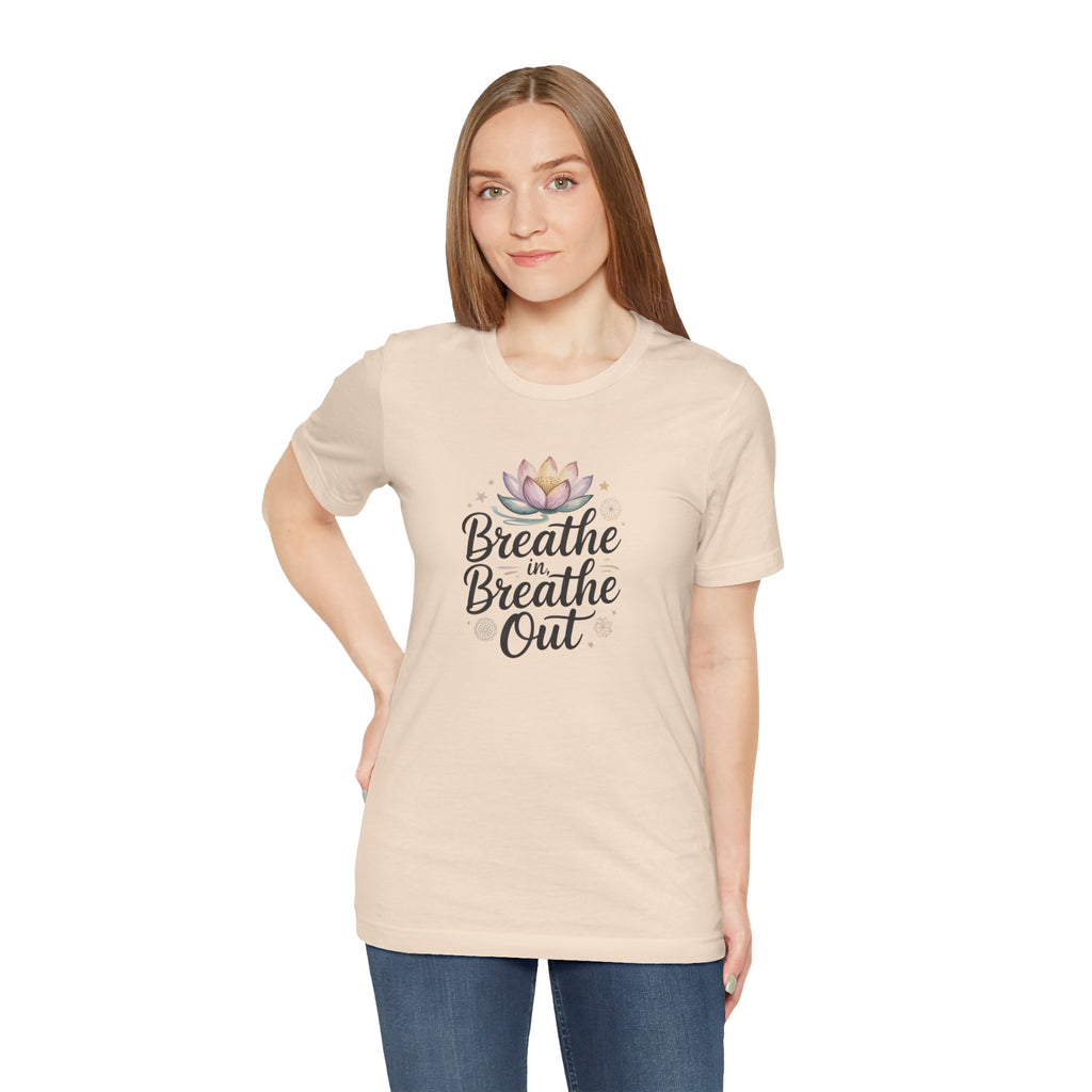 Breathe In Breathe Out T‑Shirt — Lotus Mindfulness Tee for Yoga & Relaxation
