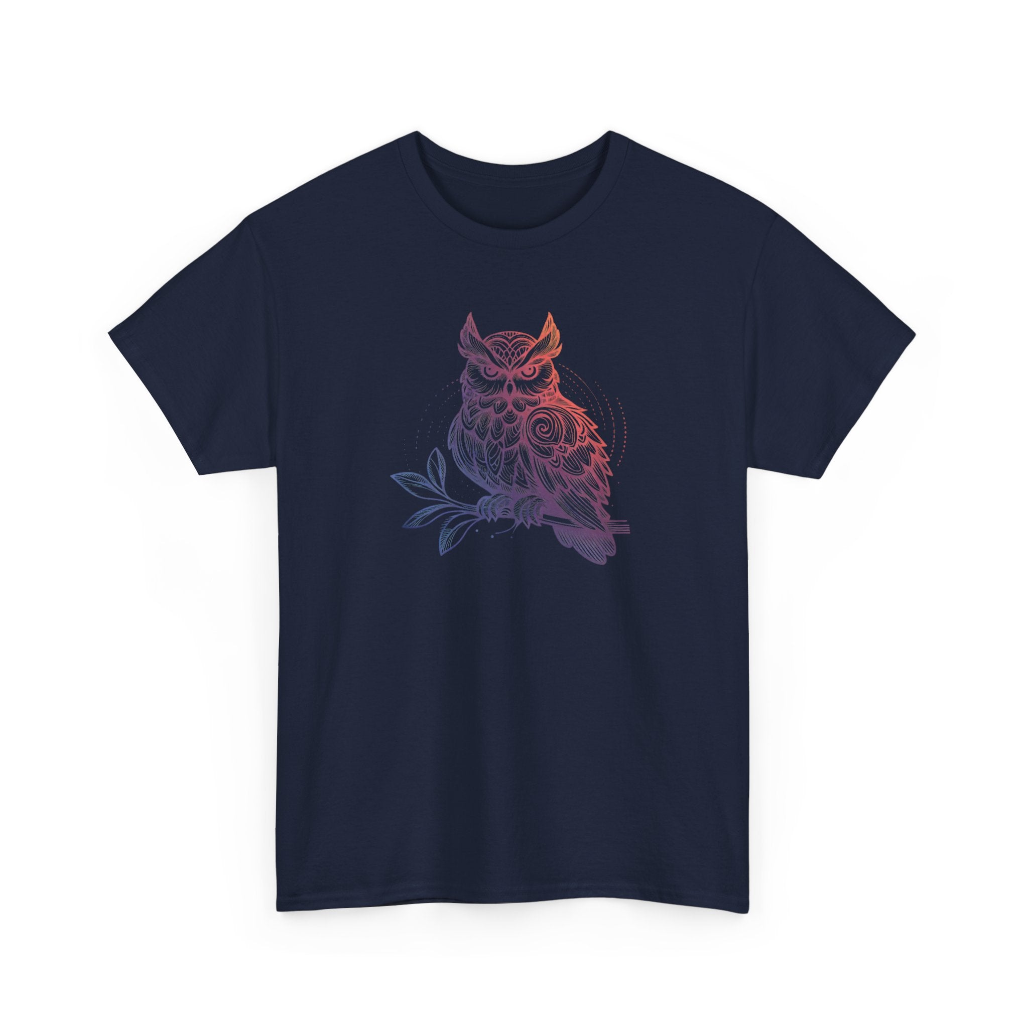 Owl Sketch Tee – Delicate Floral Line Art Graphic T-Shirt