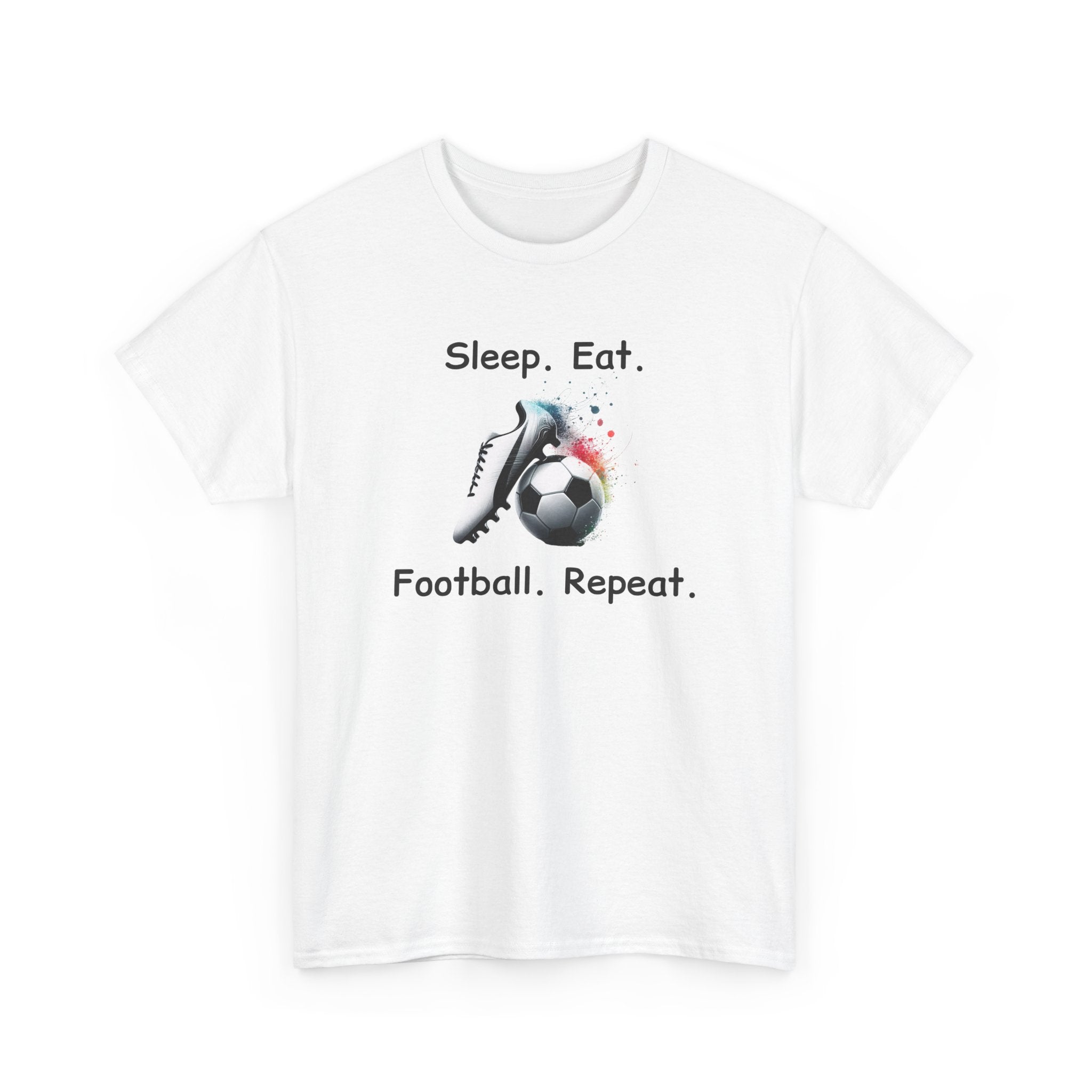 Football Soccer T-Shirt — "Sleep. Eat. Football. Repeat." Youth & Adult Crew Tee