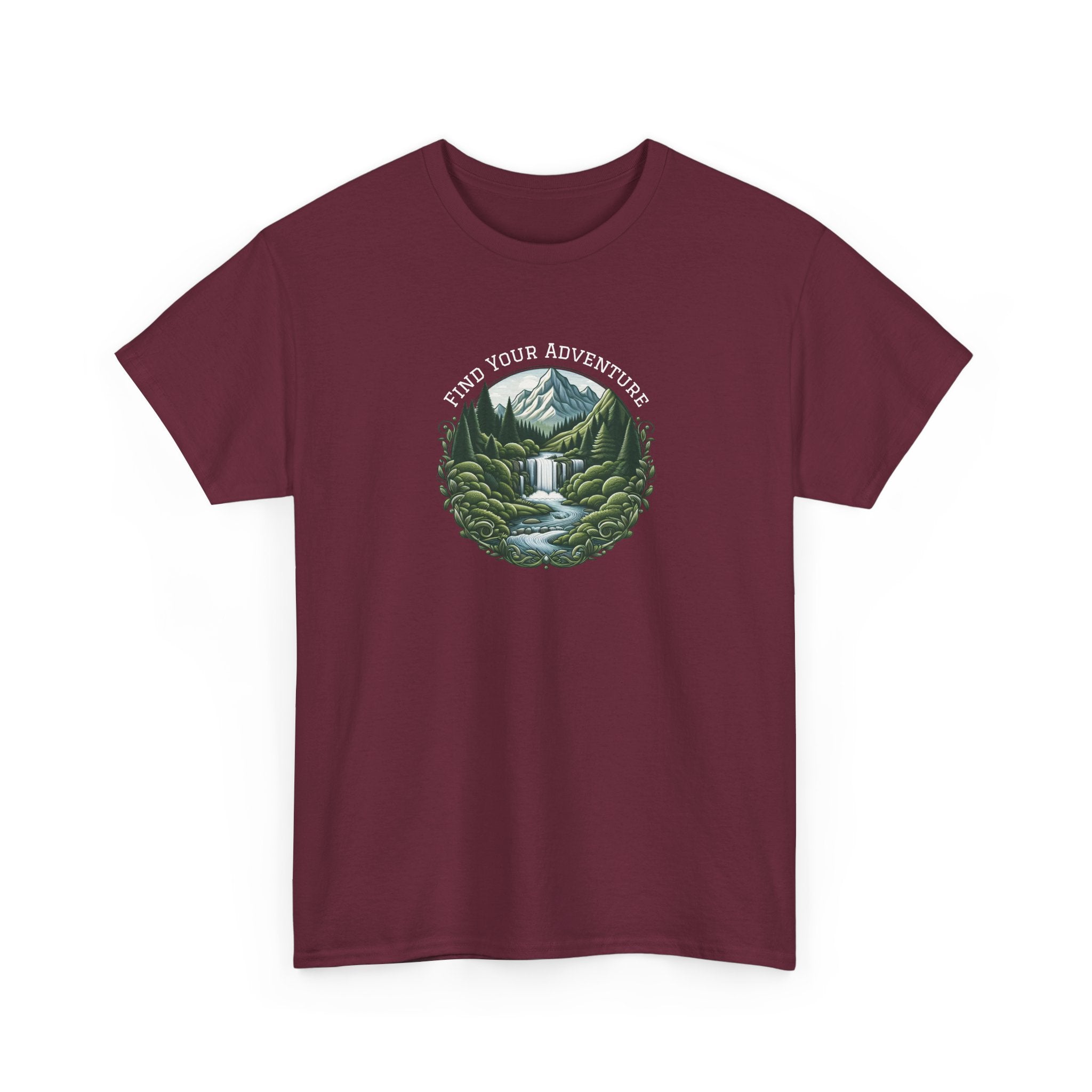Nature Adventure T-Shirt — Find Your Adventure Mountain & Waterfall Graphic Tee