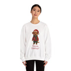 Crewneck Sweatshirt — Cute Puppy in Santa Outfit “Happy Holidays!” Christmas Sweater