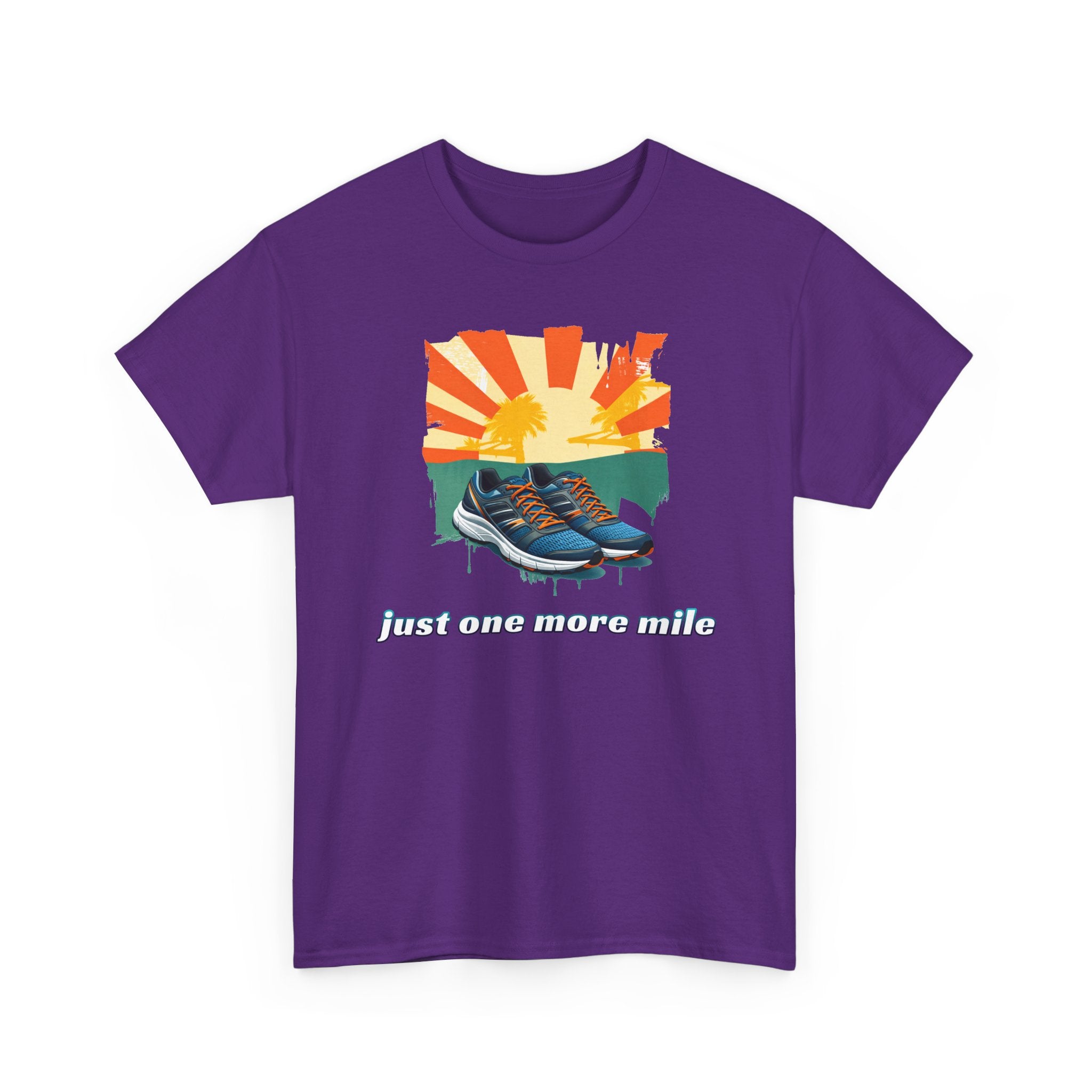 Running Tee — "Just One More Mile" Sunrise Graphic Shirt