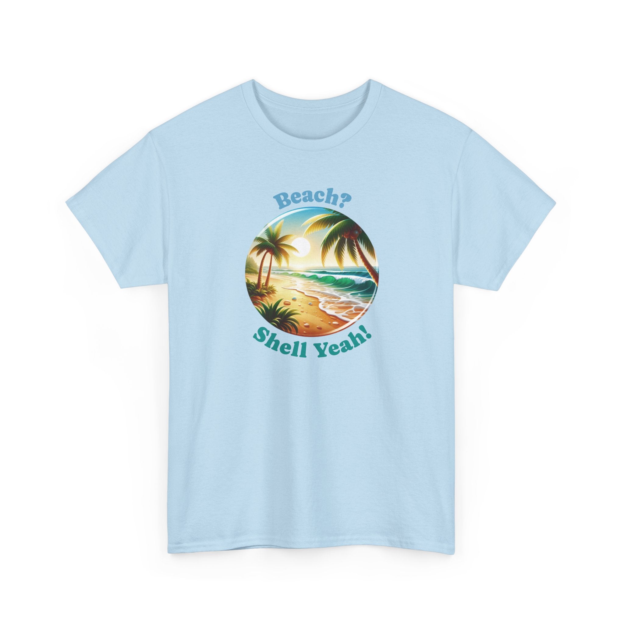 Beach? Shell Yeah! Tropical Sunset Summer Beach T-Shirt