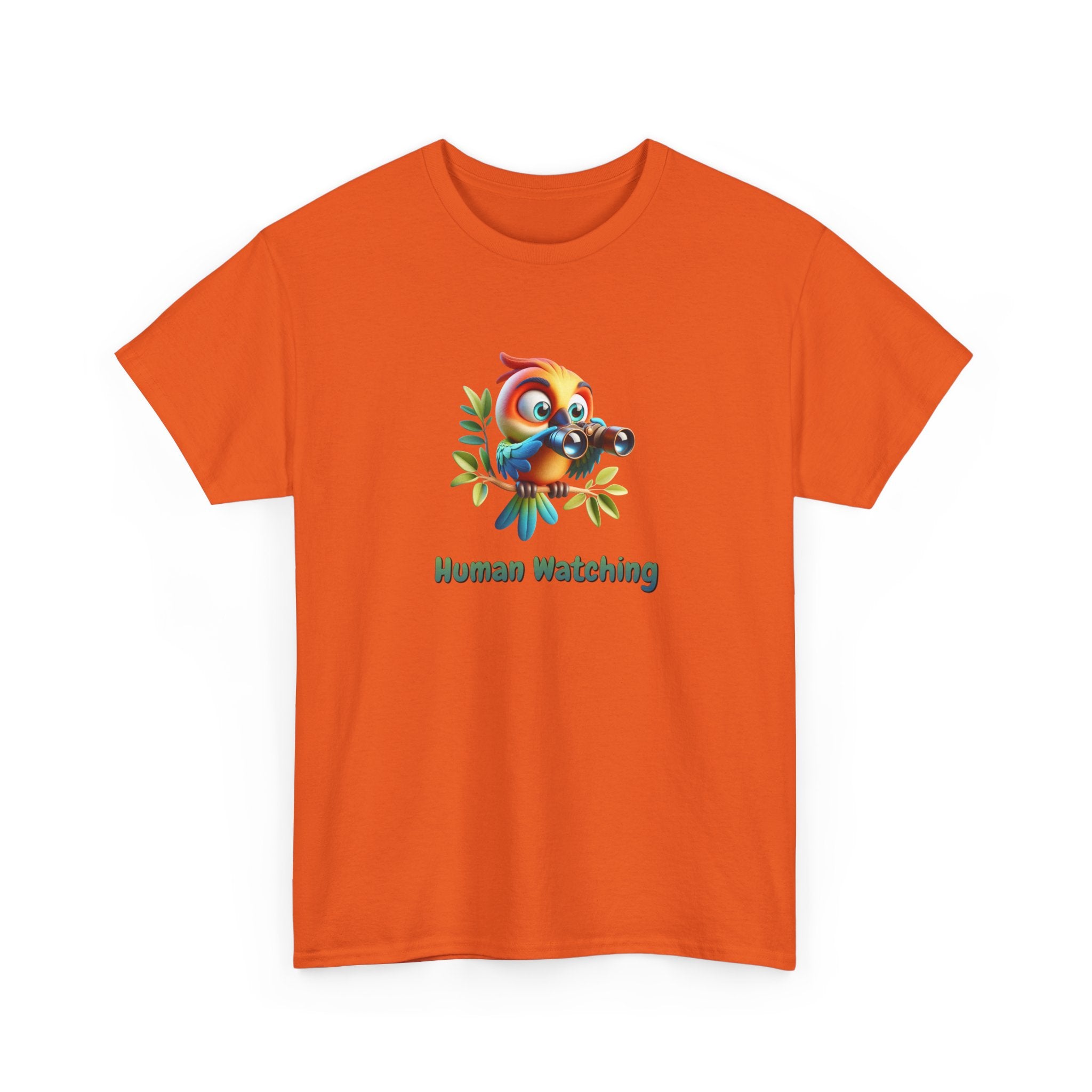 T‑Shirt — Cute Bird with Binoculars "Human Watching" Graphic Tee
