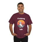 Fishing Lab T-Shirt — Retro Sunset Labrador Fishing Tee for Dog Lovers
