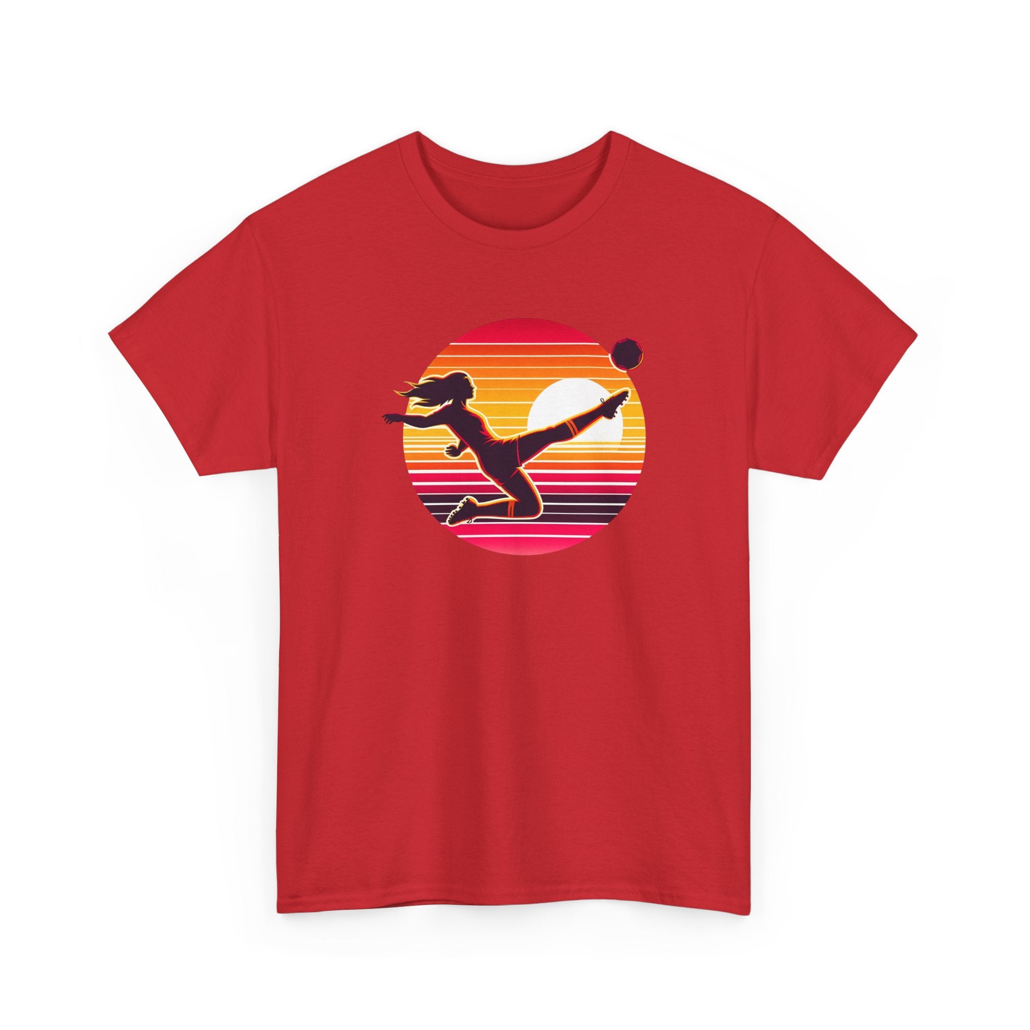 Football Soccer Silhouette Tee — Retro Sunset Football T-Shirt
