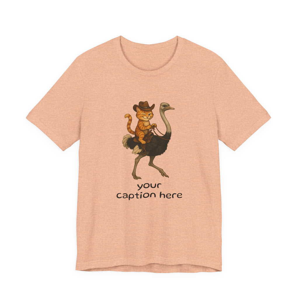 Cat Cowboy Riding Ostrich T-Shirt – Whimsical Western Animal Tee