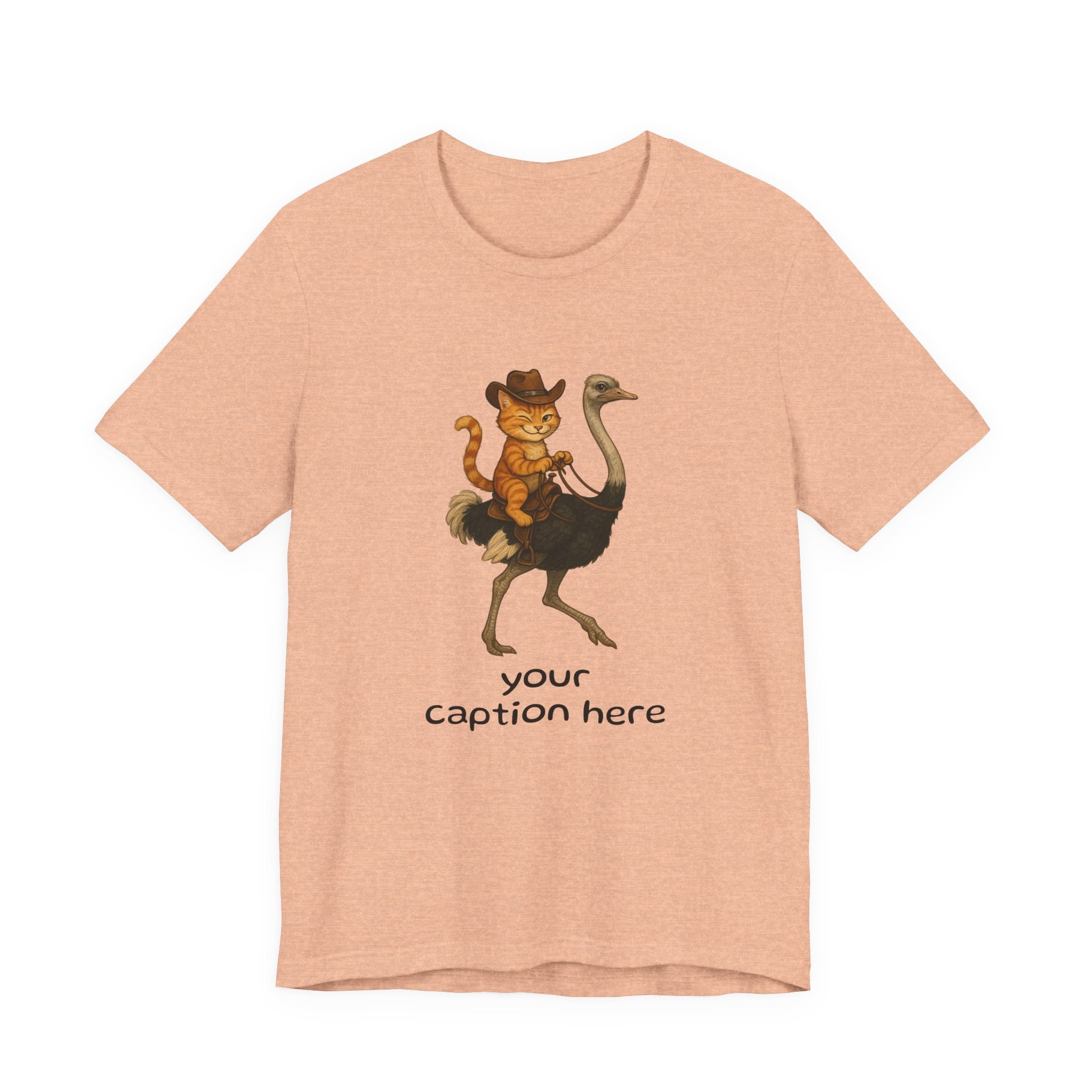 Cat Cowboy Riding Ostrich T-Shirt – Whimsical Western Animal Tee