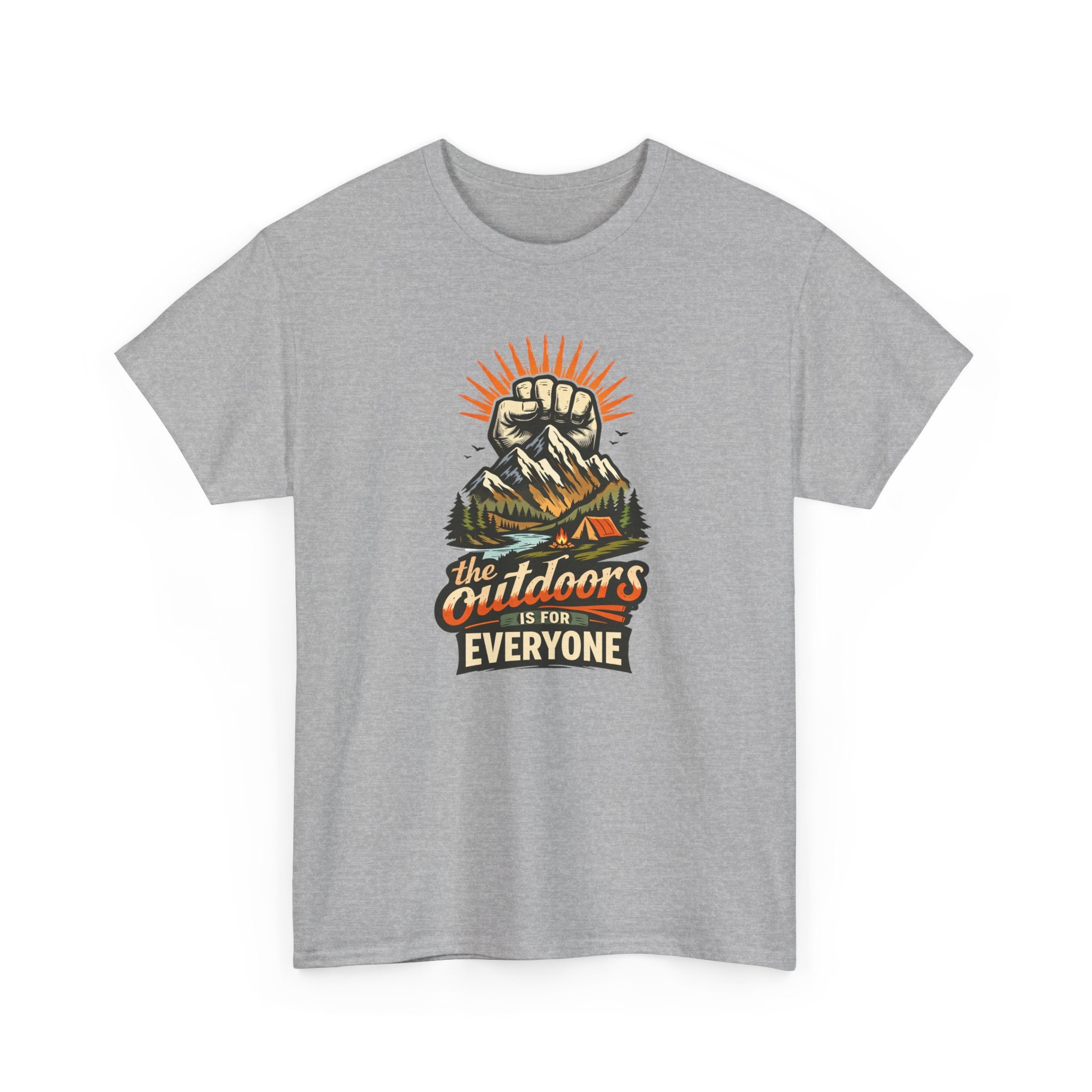 Outdoors for Everyone T-Shirt — Vintage Mountain Fist Camping Tee