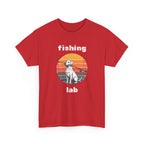 Fishing Lab T-Shirt — Retro Sunset Labrador Fishing Tee for Dog Lovers