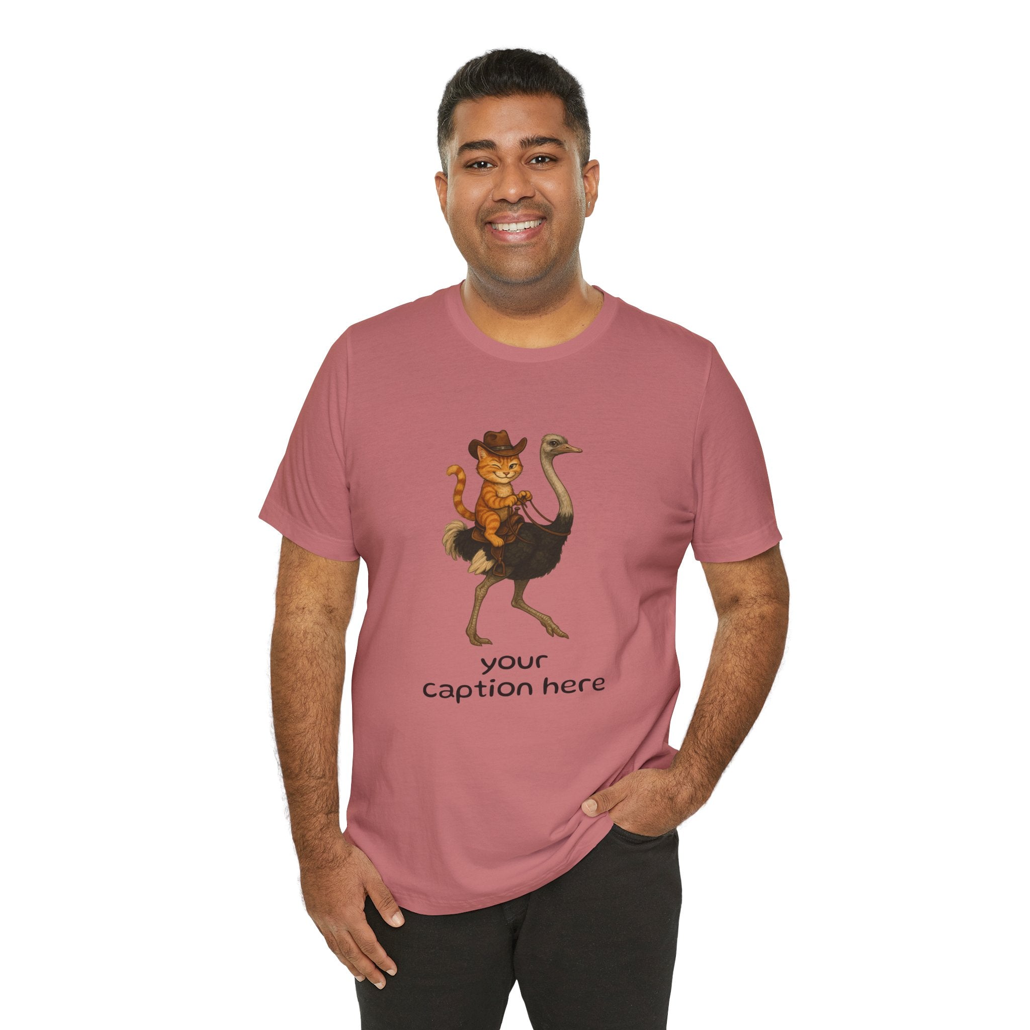 Cat Cowboy Riding Ostrich T-Shirt – Whimsical Western Animal Tee