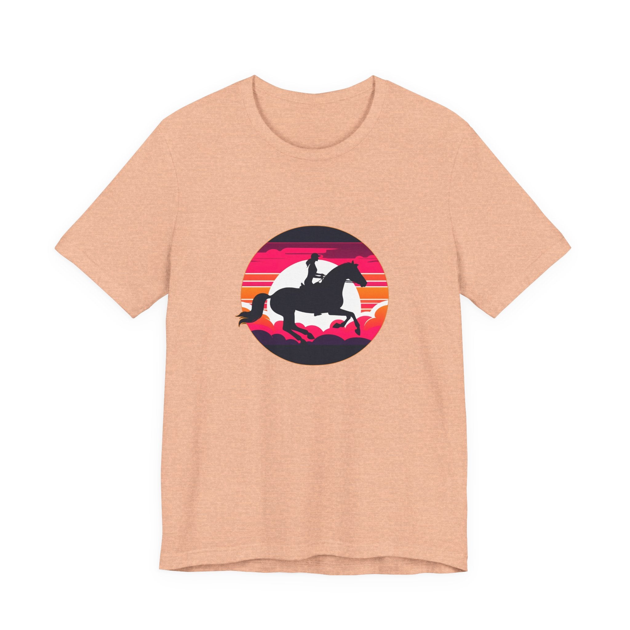 Woman Horse Riding Retro Sunset Tee