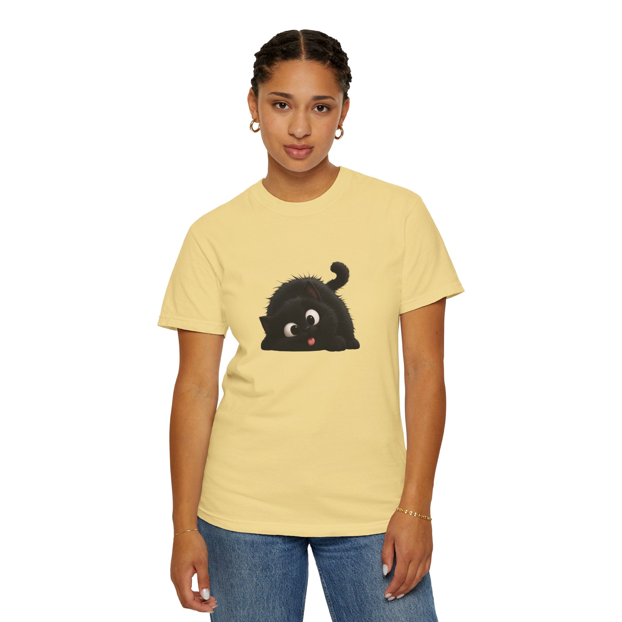 T-Shirt — Playful Black Kitten Graphic Tee