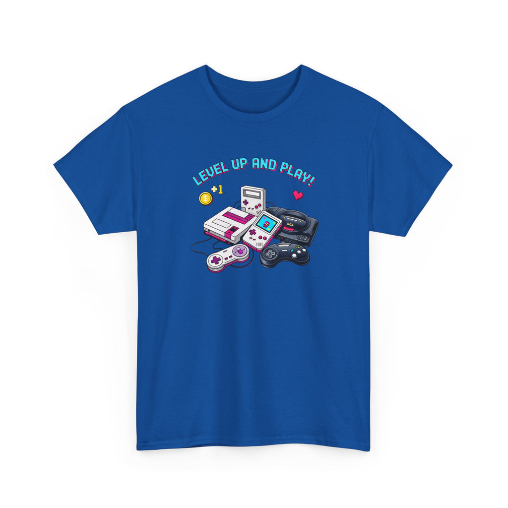 Level Up Retro Gaming T‑Shirt — Vintage Game Console Graphic Tee