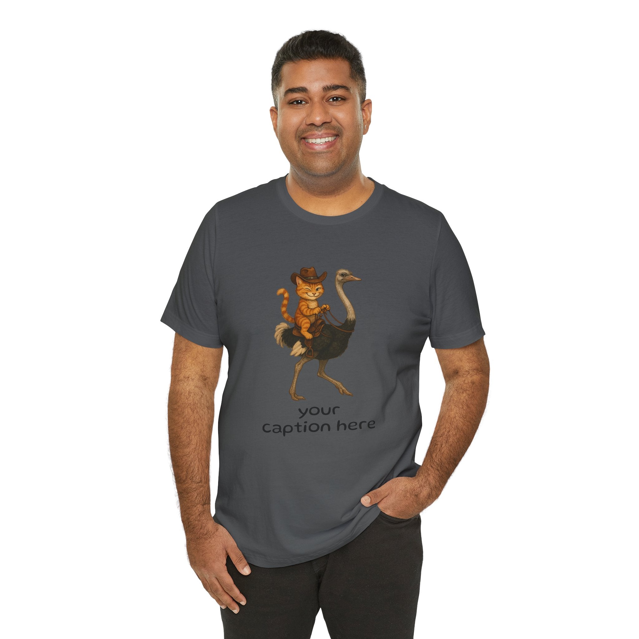 Cat Cowboy Riding Ostrich T-Shirt – Whimsical Western Animal Tee