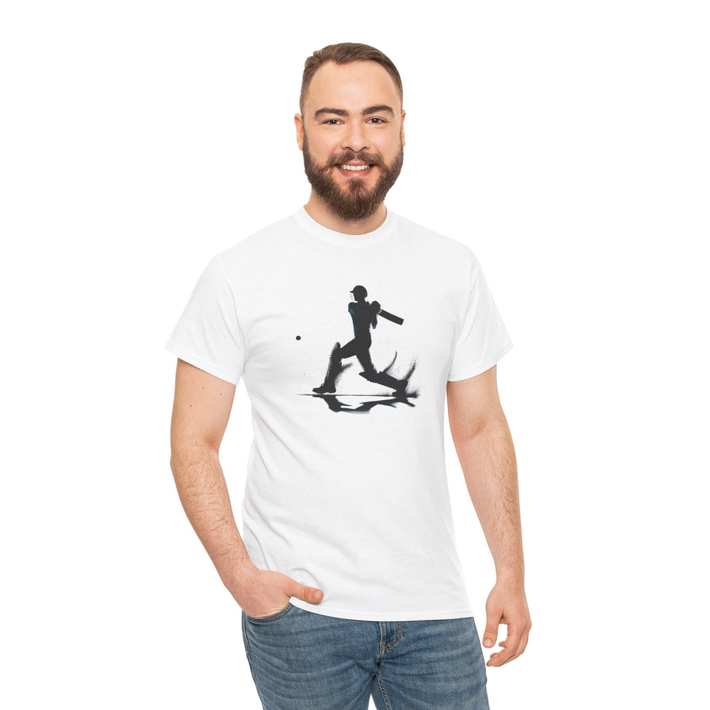 Cricket Silhouette Tee — Batter Hitting Ball Graphic Shirt