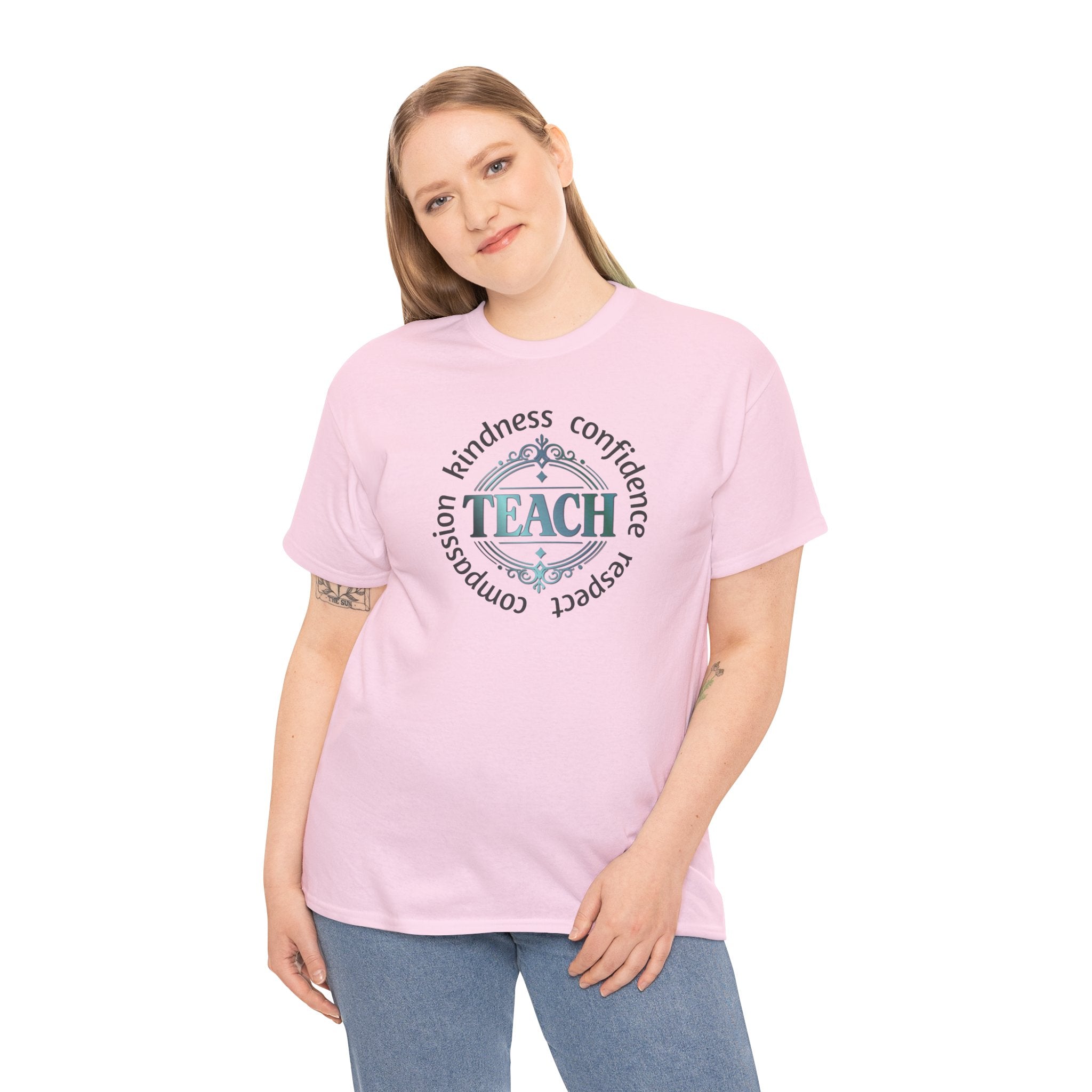 Teacher Inspirational Tee — "Teach" with Kindness, Confidence, Respect & Compassion