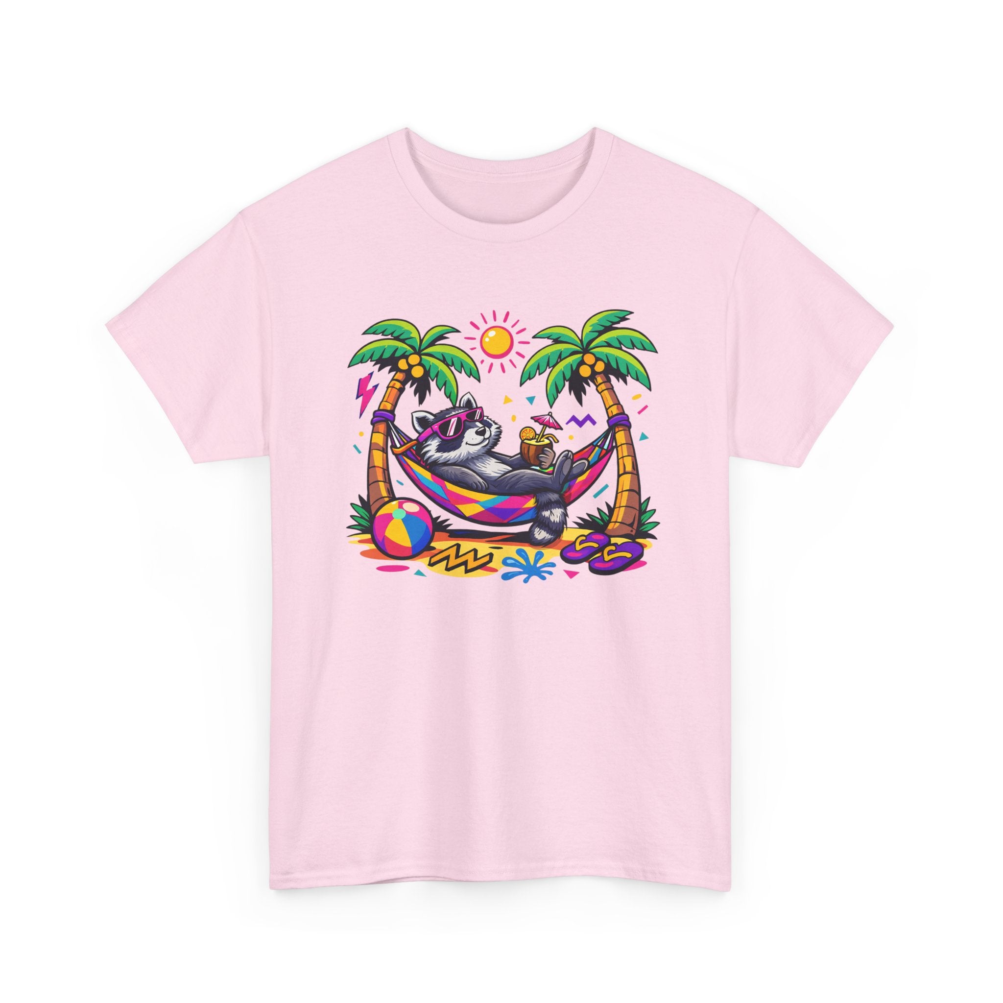 Beach Raccoon Hammock T‑Shirt — Tropical Summer Vibes Graphic Tee