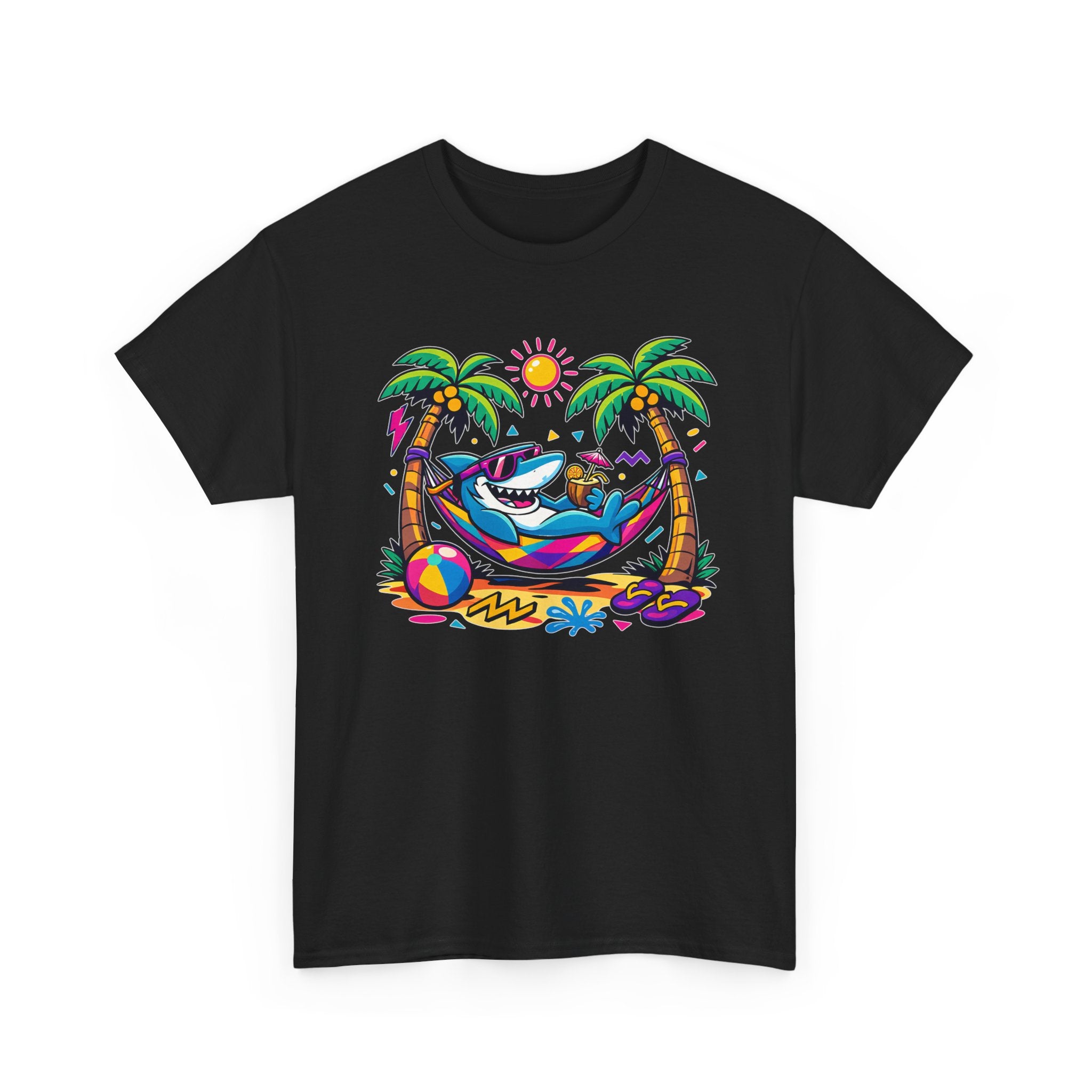 Beach Shark Hammock T‑Shirt — Tropical Summer Vibes Graphic Tee
