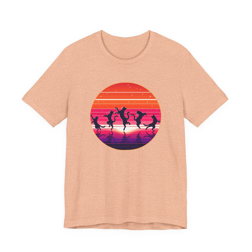 Retro Sunset Dancing Cats T-Shirt
