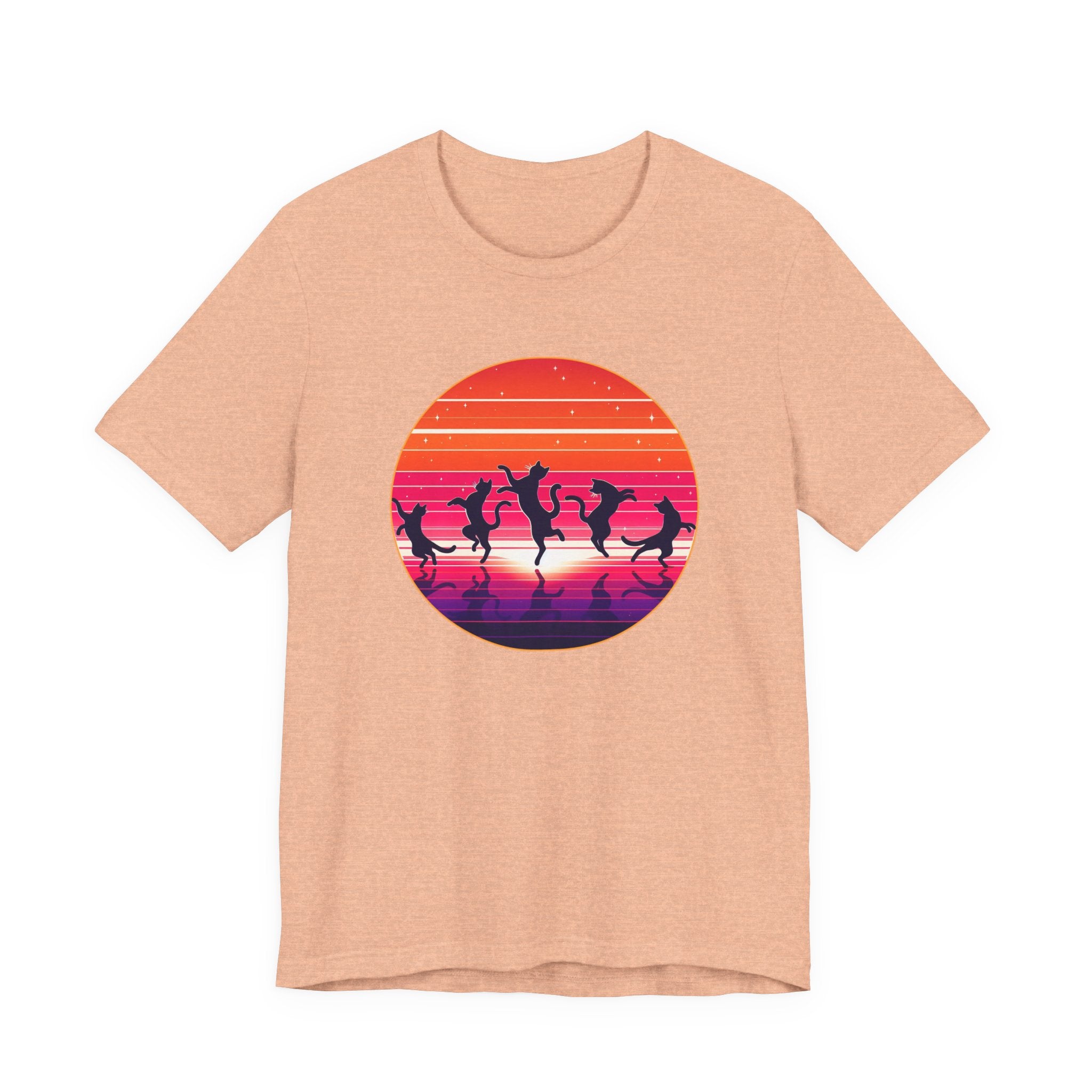 Retro Sunset Dancing Cats T-Shirt