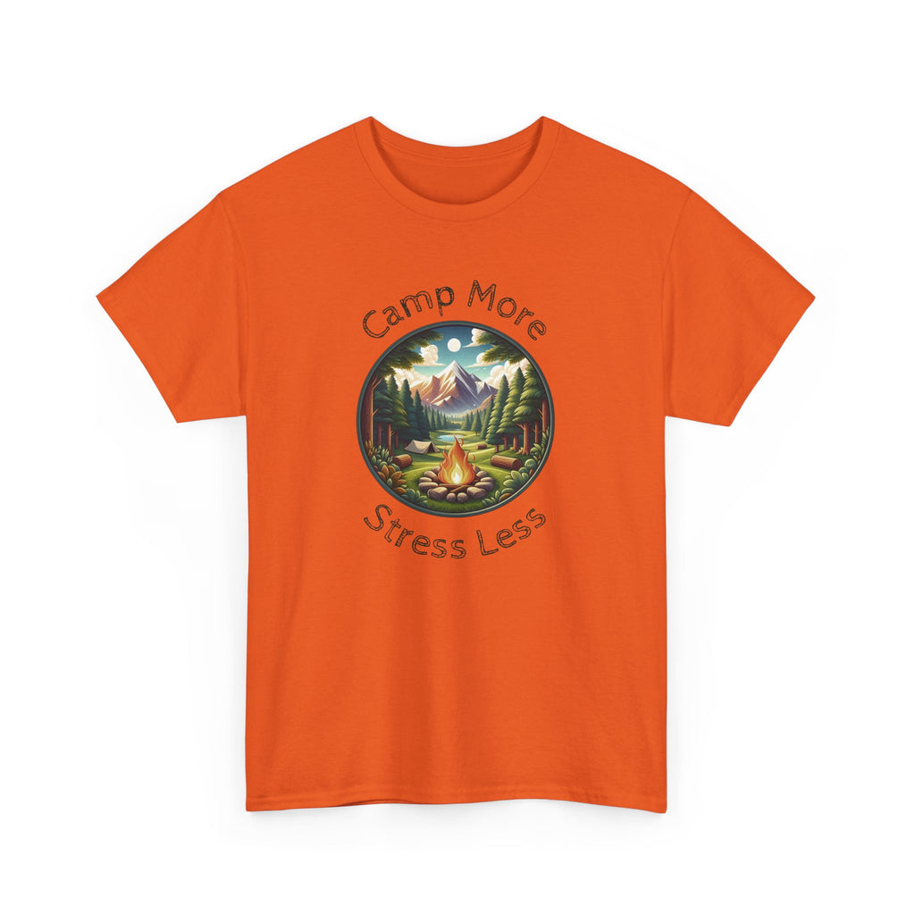 Camp More Stress Less T-Shirt — Outdoor Camping Nature Graphic Tee