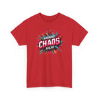 Chaos Ahead Graphic Tee — Warning! Colorful Explosion Design