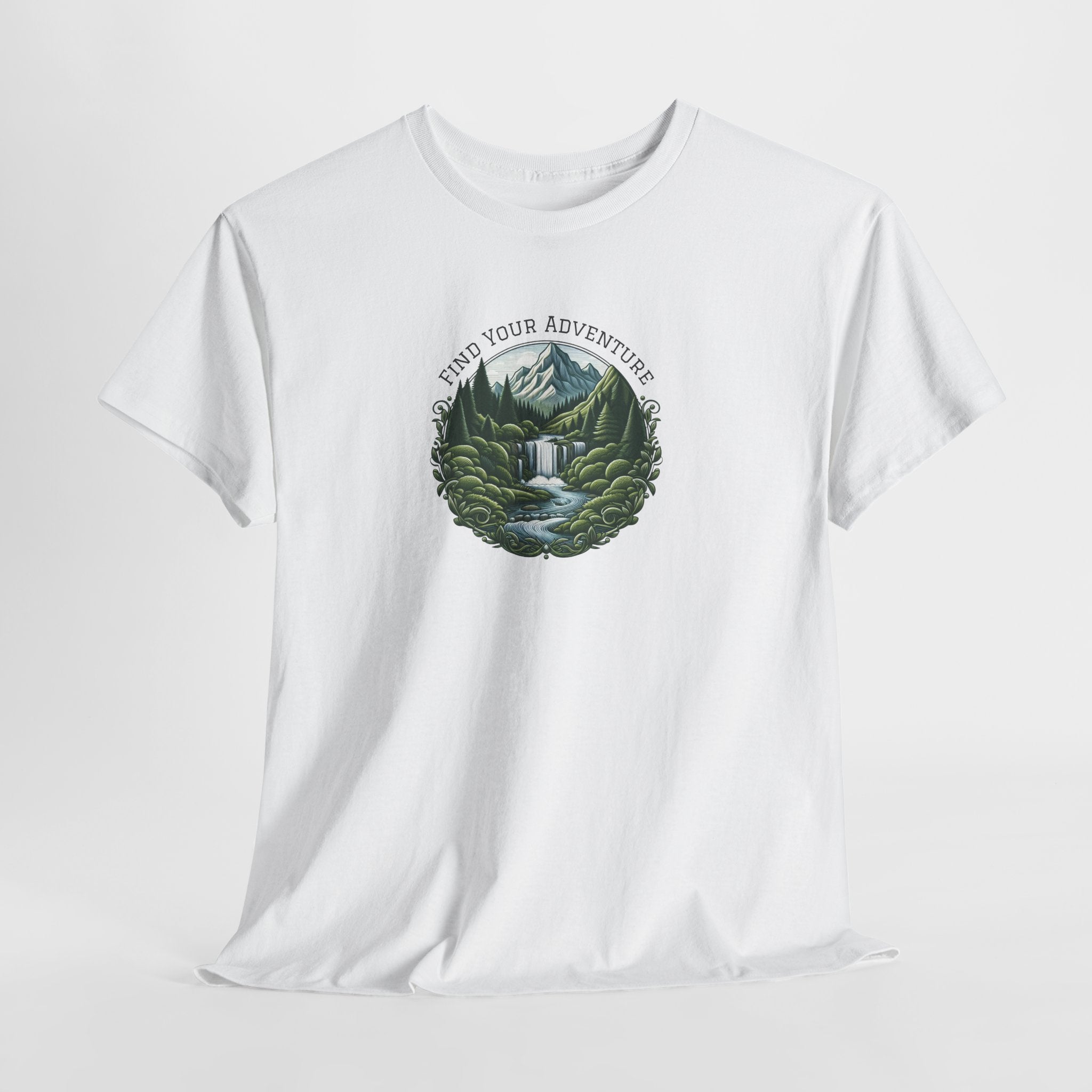 Nature Adventure T-Shirt — Find Your Adventure Mountain & Waterfall Graphic Tee