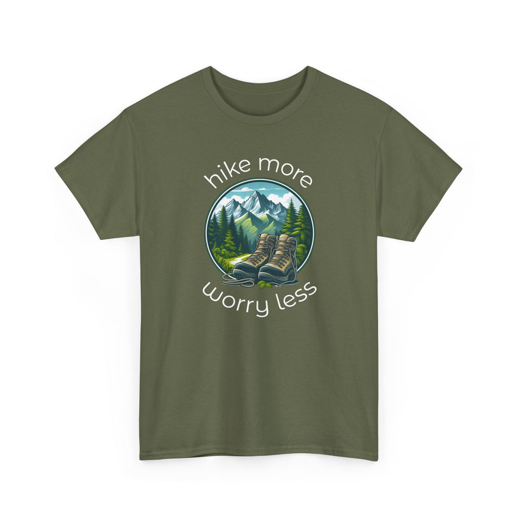 Hike More Worry Less T-Shirt — Nature Hiking Graphic Tee