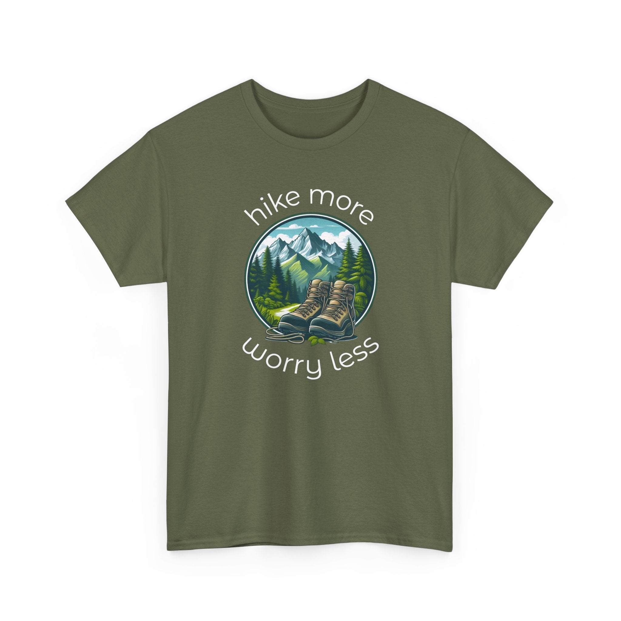 Hike More Worry Less T-Shirt — Nature Hiking Graphic Tee