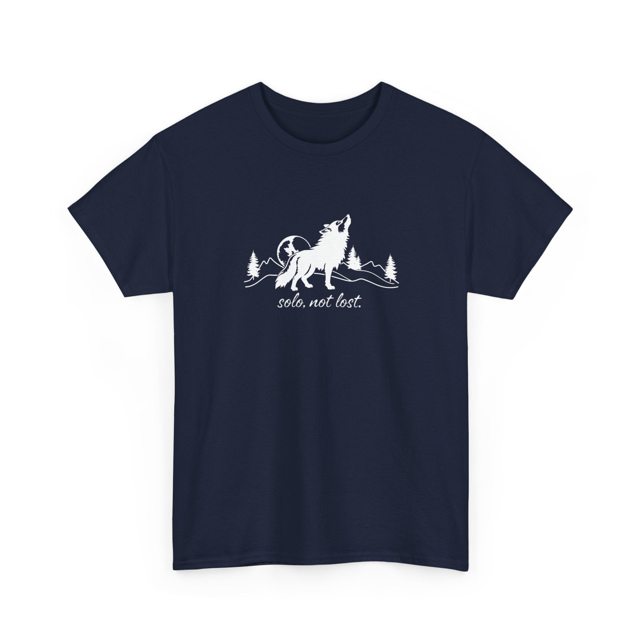 Howling Wolf T-Shirt — 'Solo, Not Lost' Mountain Graphic Tee