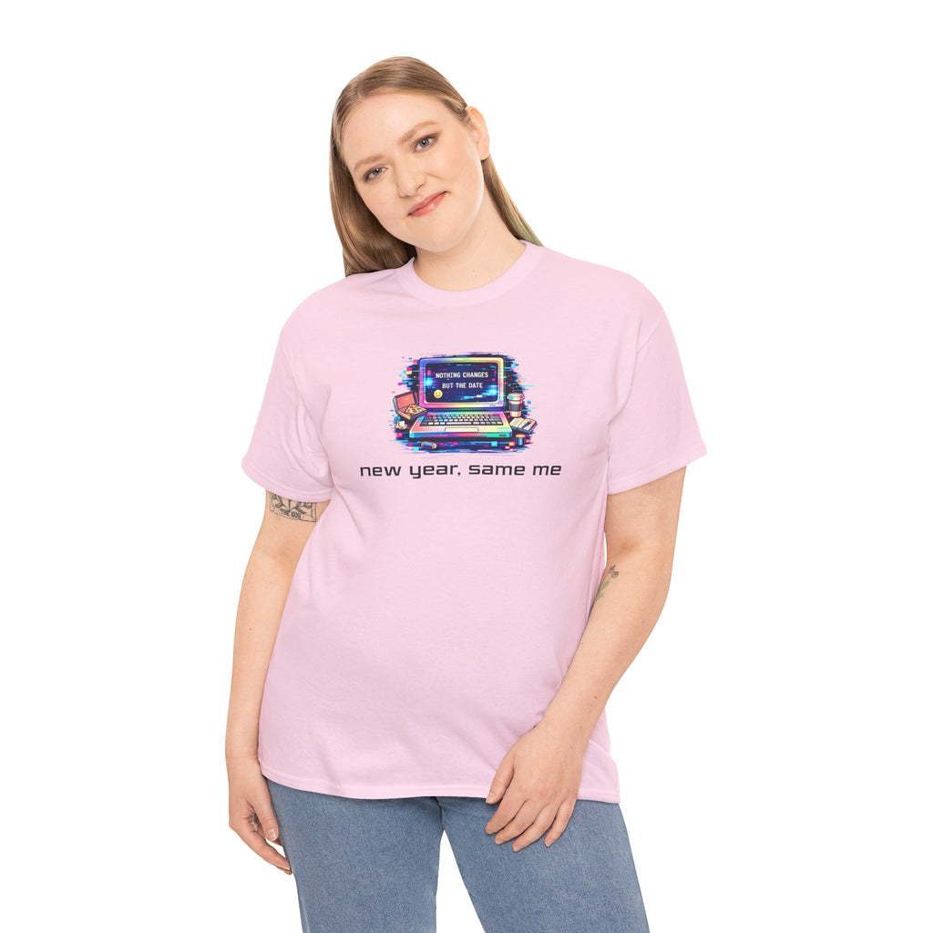 New Year Same Me T‑Shirt — Retro Computer Graphic Tee