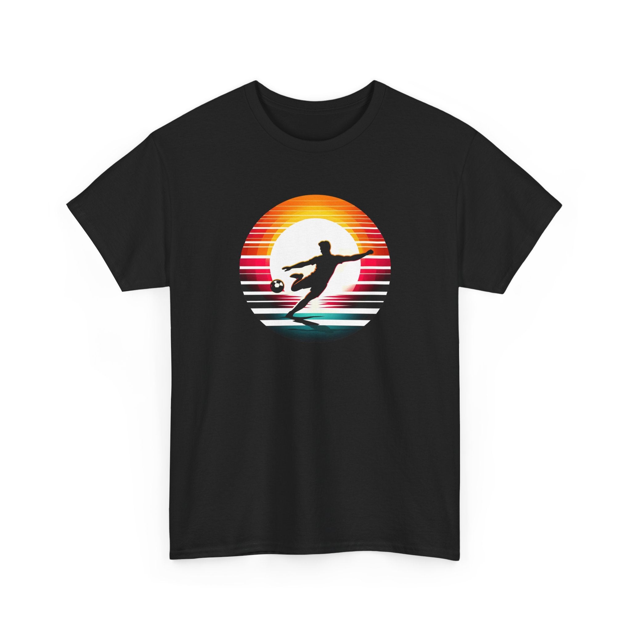 Football Soccer Silhouette Tee — Retro Sunset Soccer T-Shirt