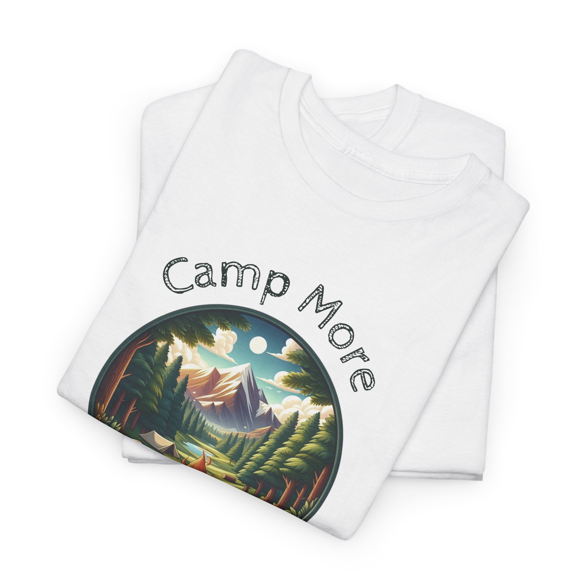 Camp More Stress Less T-Shirt — Outdoor Camping Nature Graphic Tee