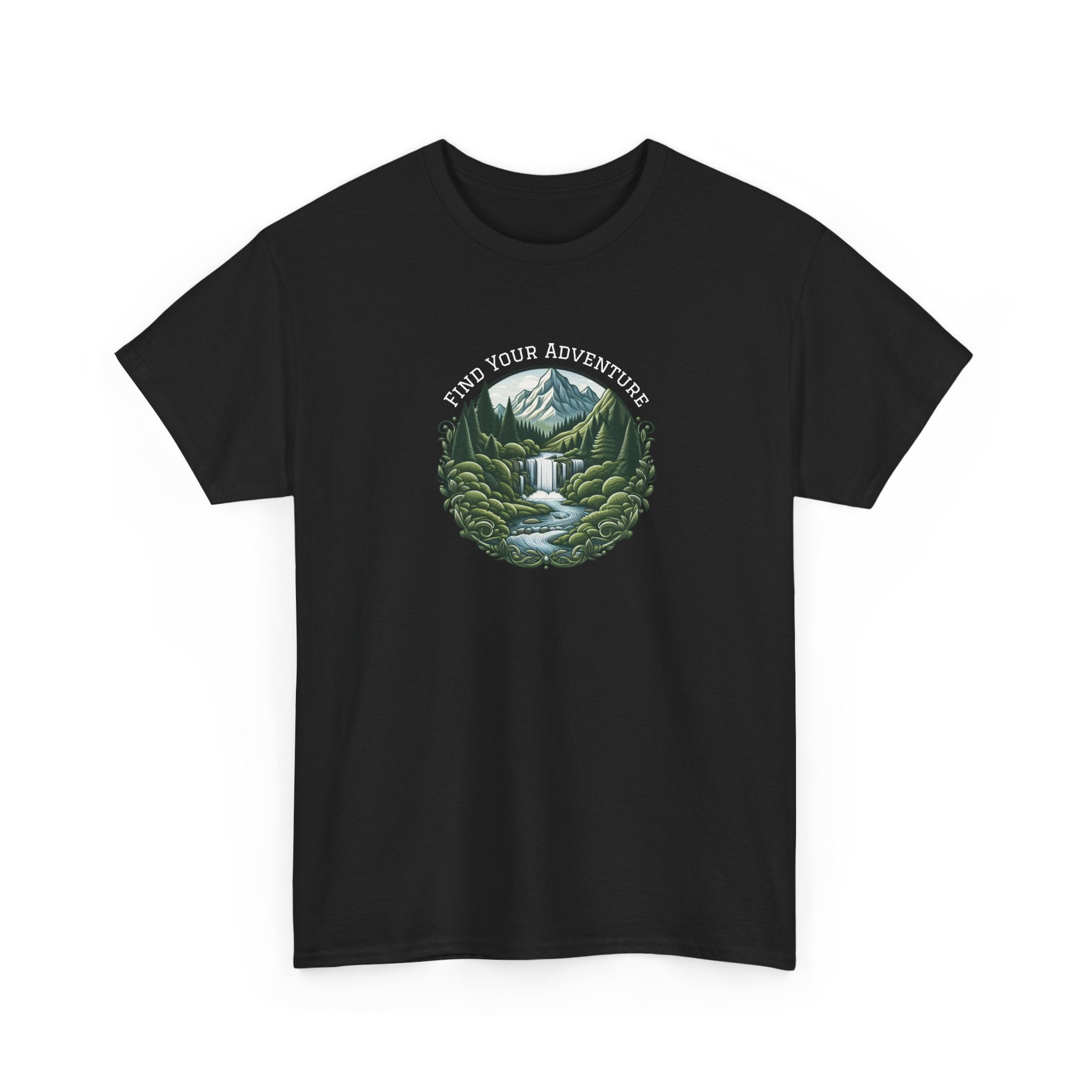 Nature Adventure T-Shirt — Find Your Adventure Mountain & Waterfall Graphic Tee