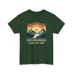 Fresh Air Club Mountain Sunset T-Shirt — Retro Outdoor Adventure Tee