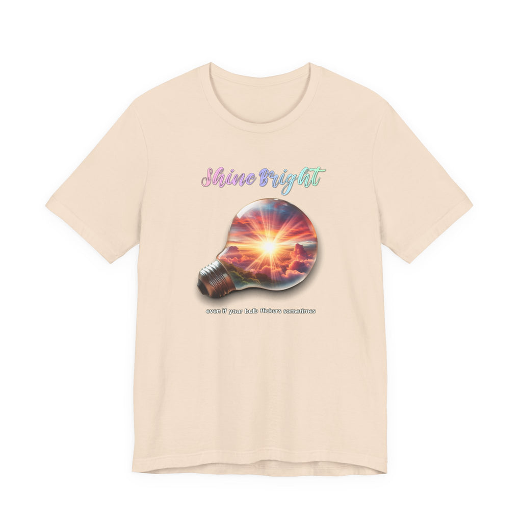 Shine Bright Lightbulb Graphic Tee — Inspirational Sunrise Design