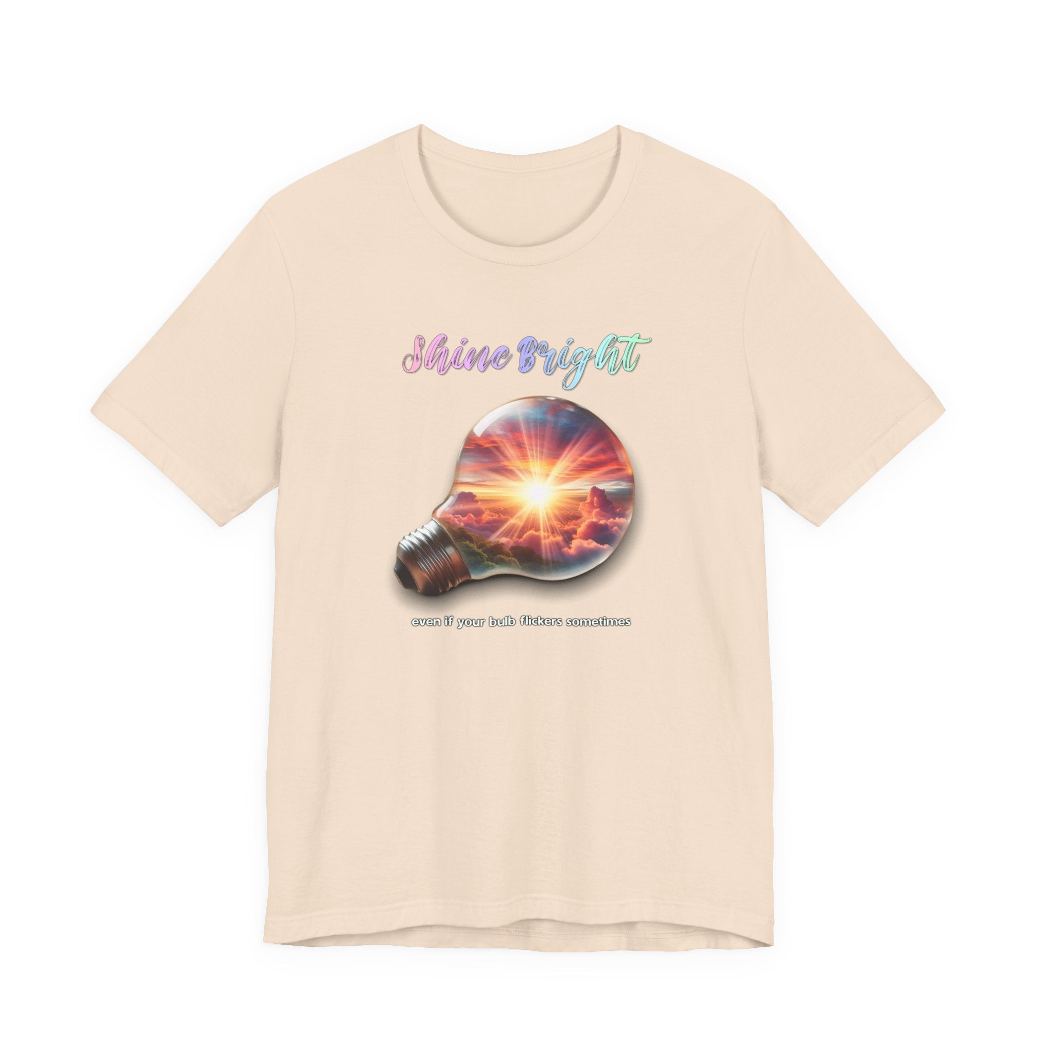 Shine Bright Lightbulb Graphic Tee — Inspirational Sunrise Design