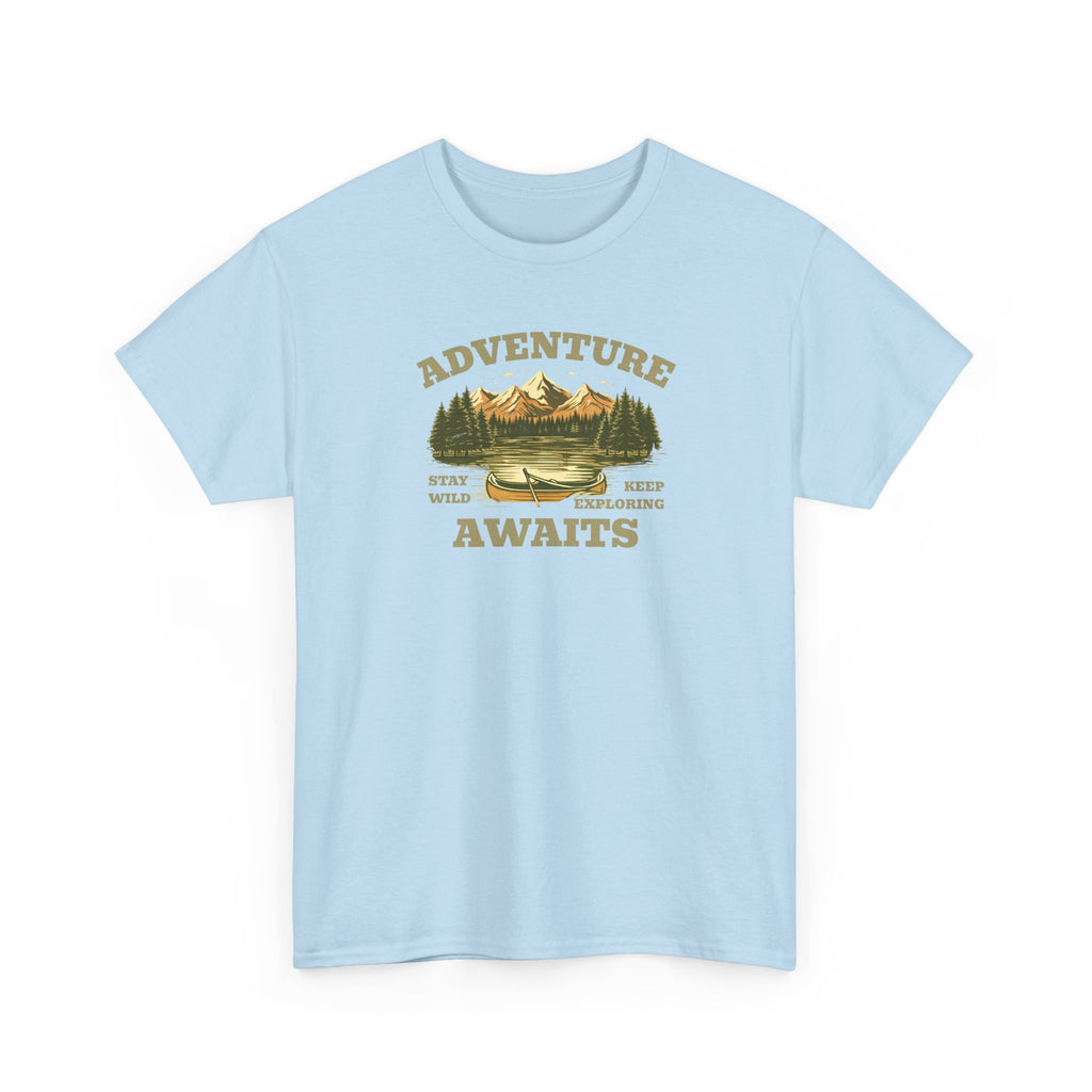 Adventure Awaits T-Shirt — Vintage Mountain Canoe Graphic Tee