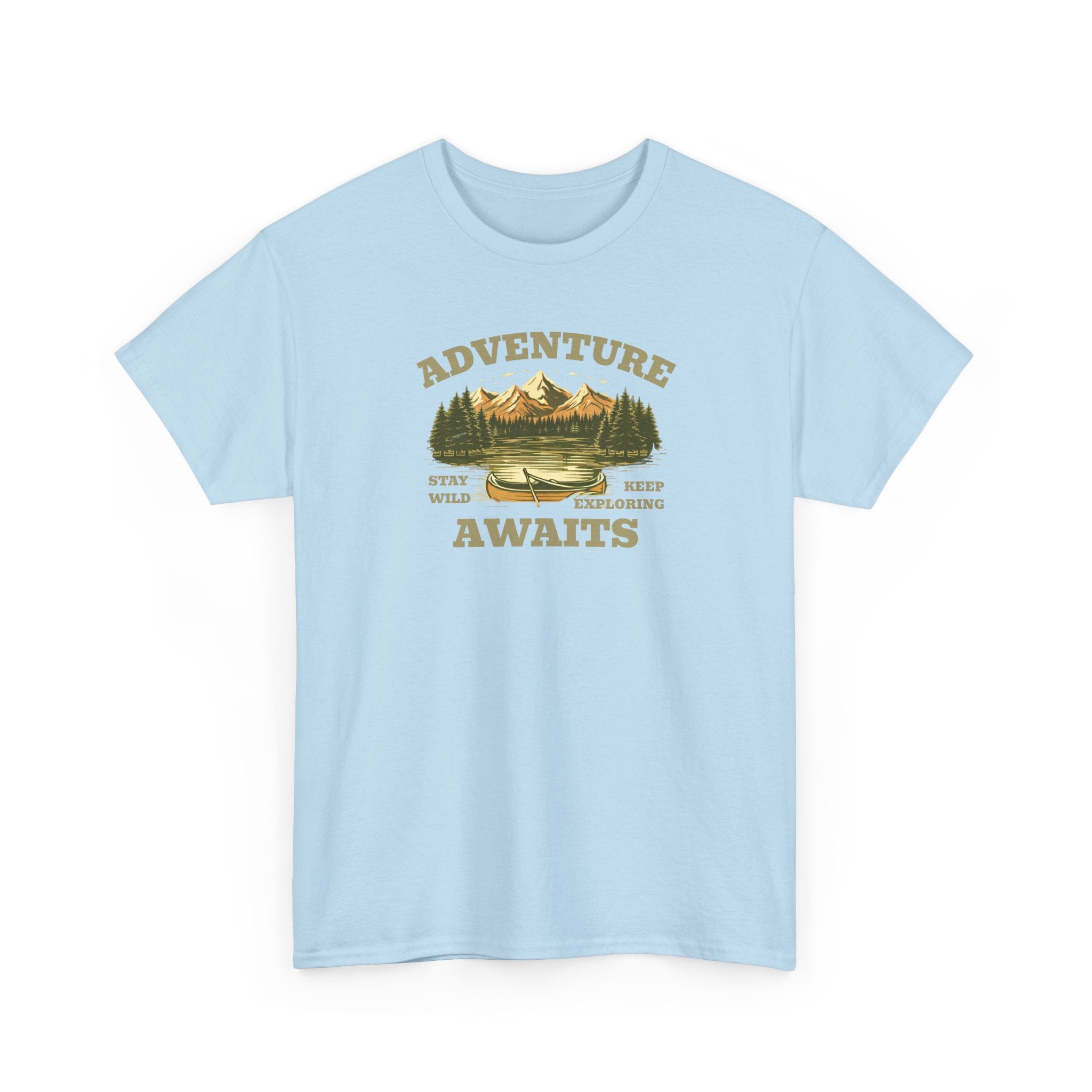 Adventure Awaits T-Shirt — Vintage Mountain Canoe Graphic Tee