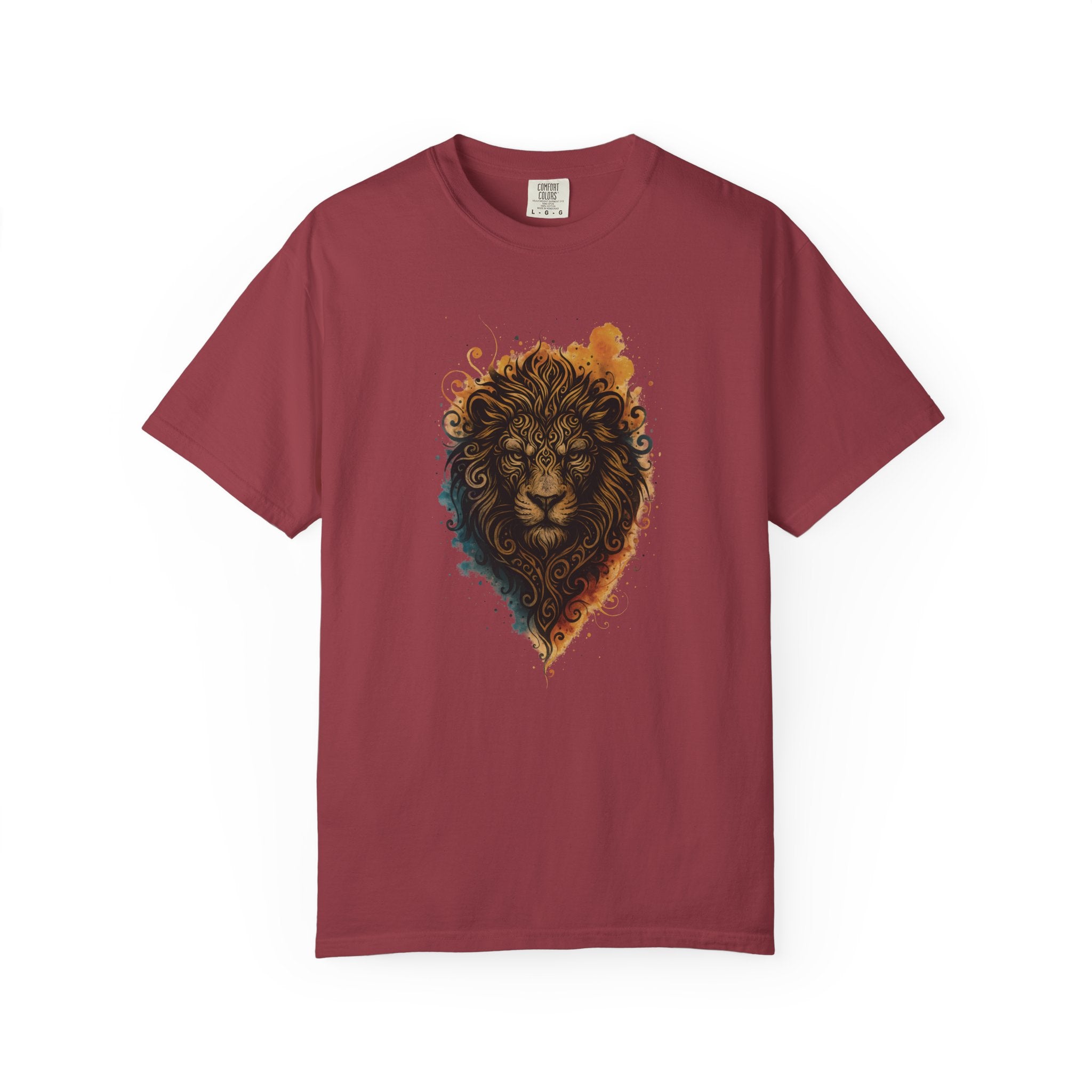 Lion Head T-Shirt — Artistic Tribal Lion Face Tee