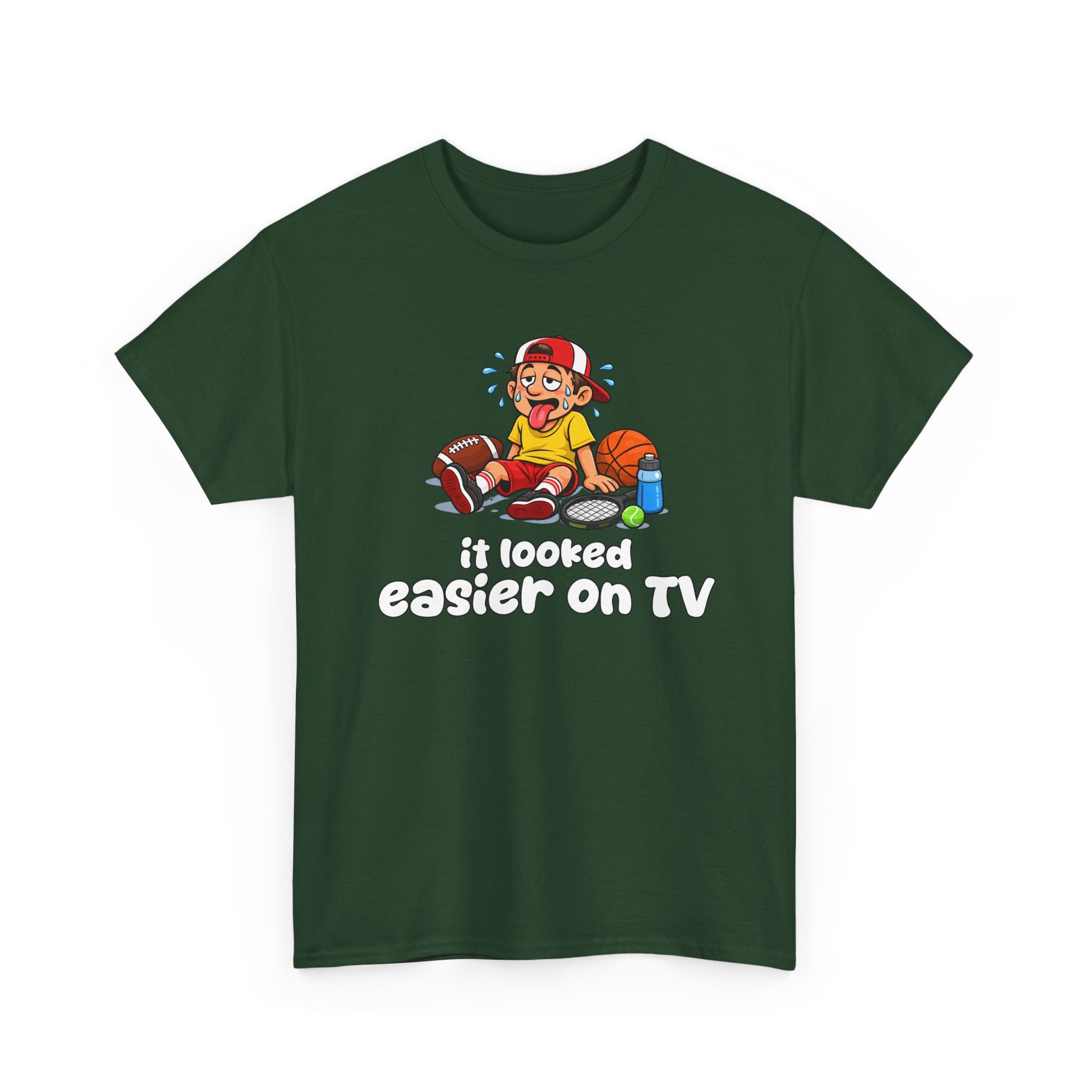 'It Looked Easier on TV' Funny Athletic Sports Fan Graphic T Shirt