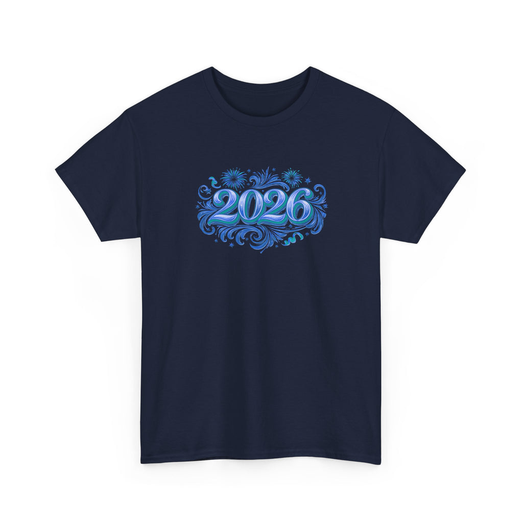 2026 Decorative Script Tee — New Year Celebration T-Shirt