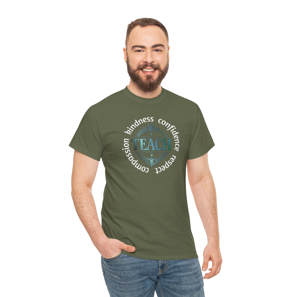 Teacher Inspirational Tee — "Teach" with Kindness, Confidence, Respect & Compassion