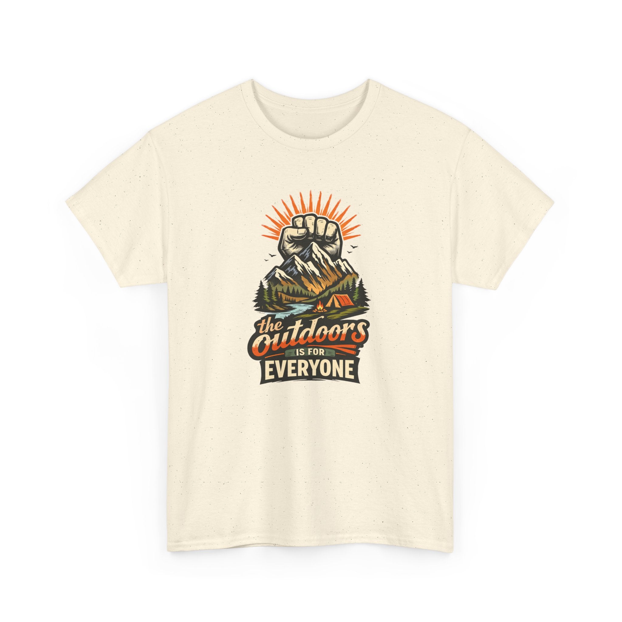 Outdoors for Everyone T-Shirt — Vintage Mountain Fist Camping Tee