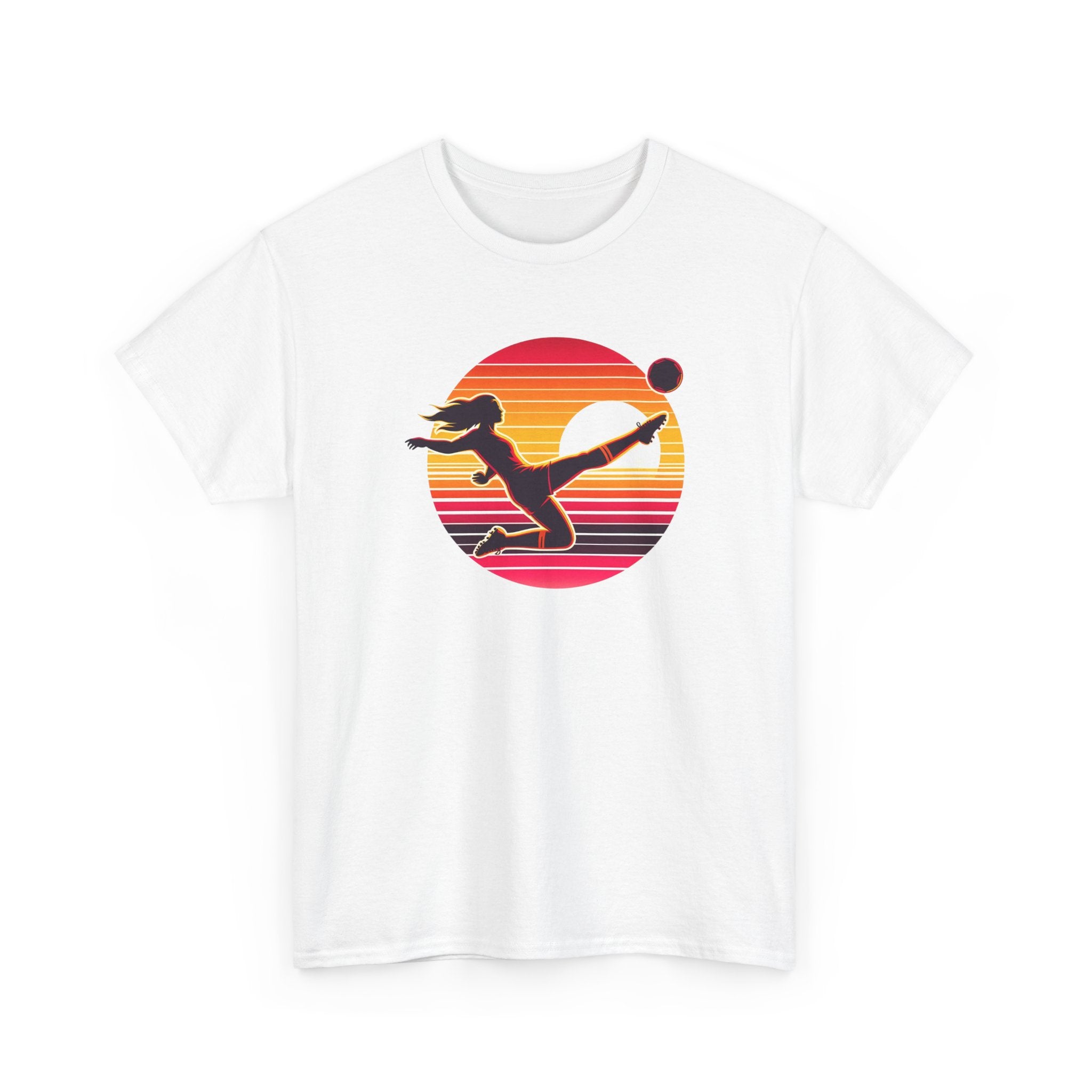 Football Soccer Silhouette Tee — Retro Sunset Football T-Shirt