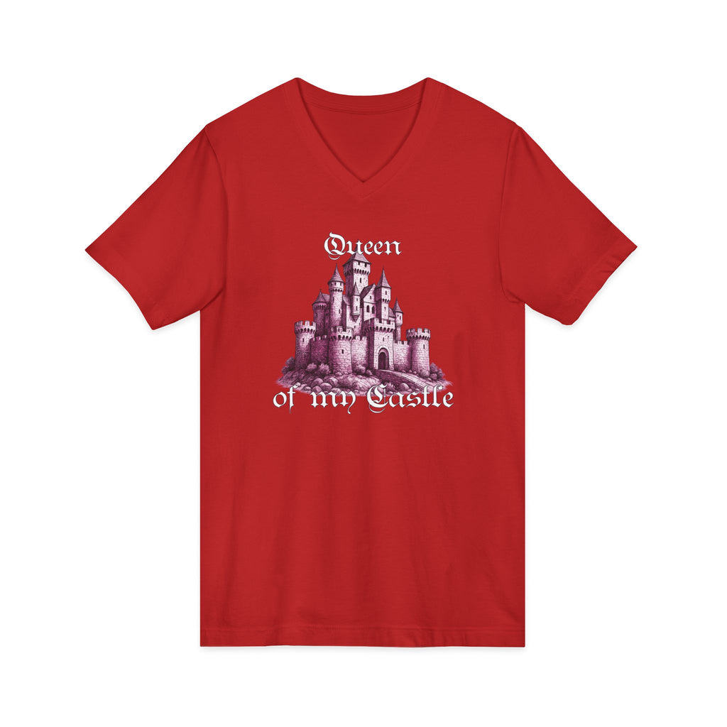 Fairytale Castle V-Neck Tee — 'Queen of My Castle' Vintage Castle Graphic