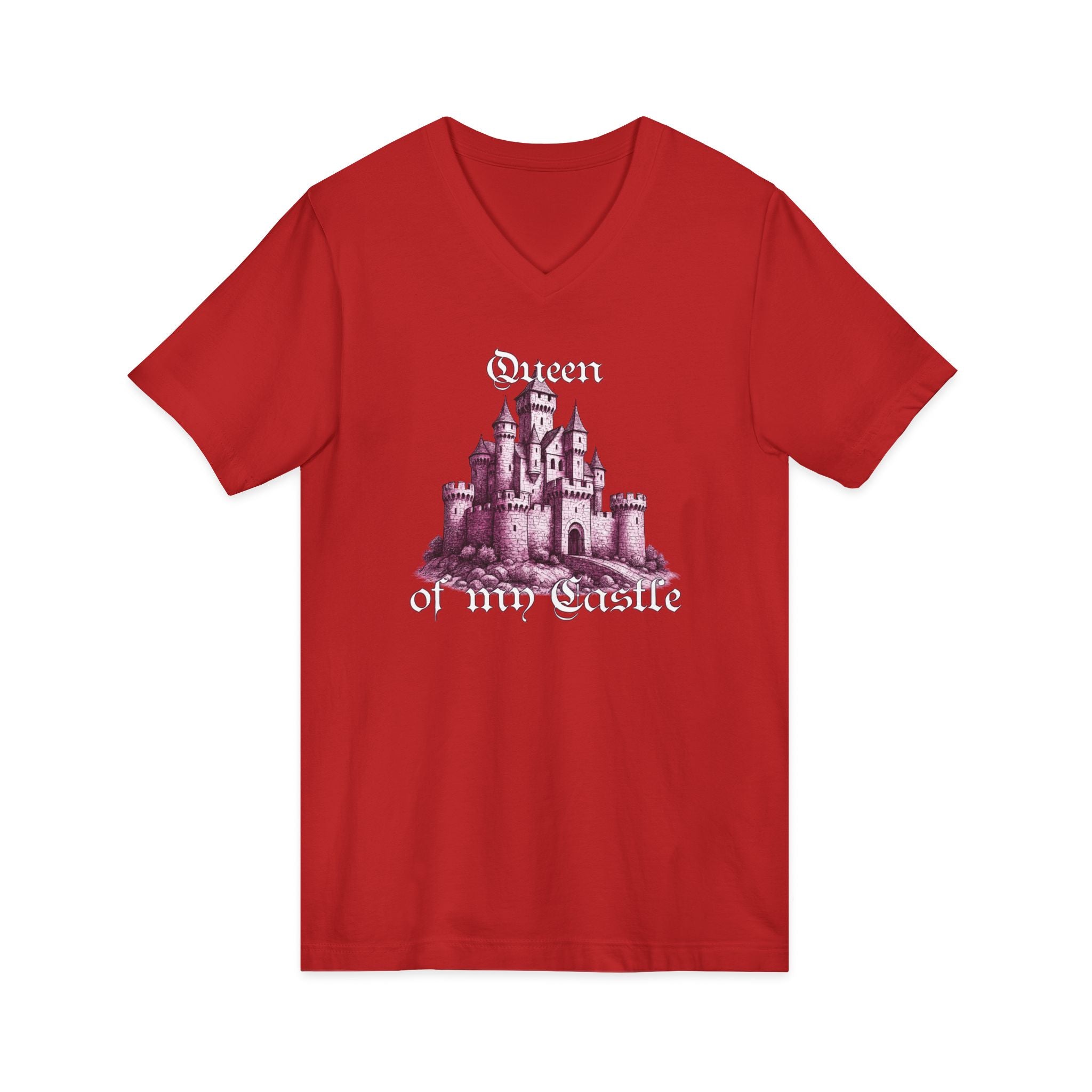 Fairytale Castle V-Neck Tee — 'Queen of My Castle' Vintage Castle Graphic