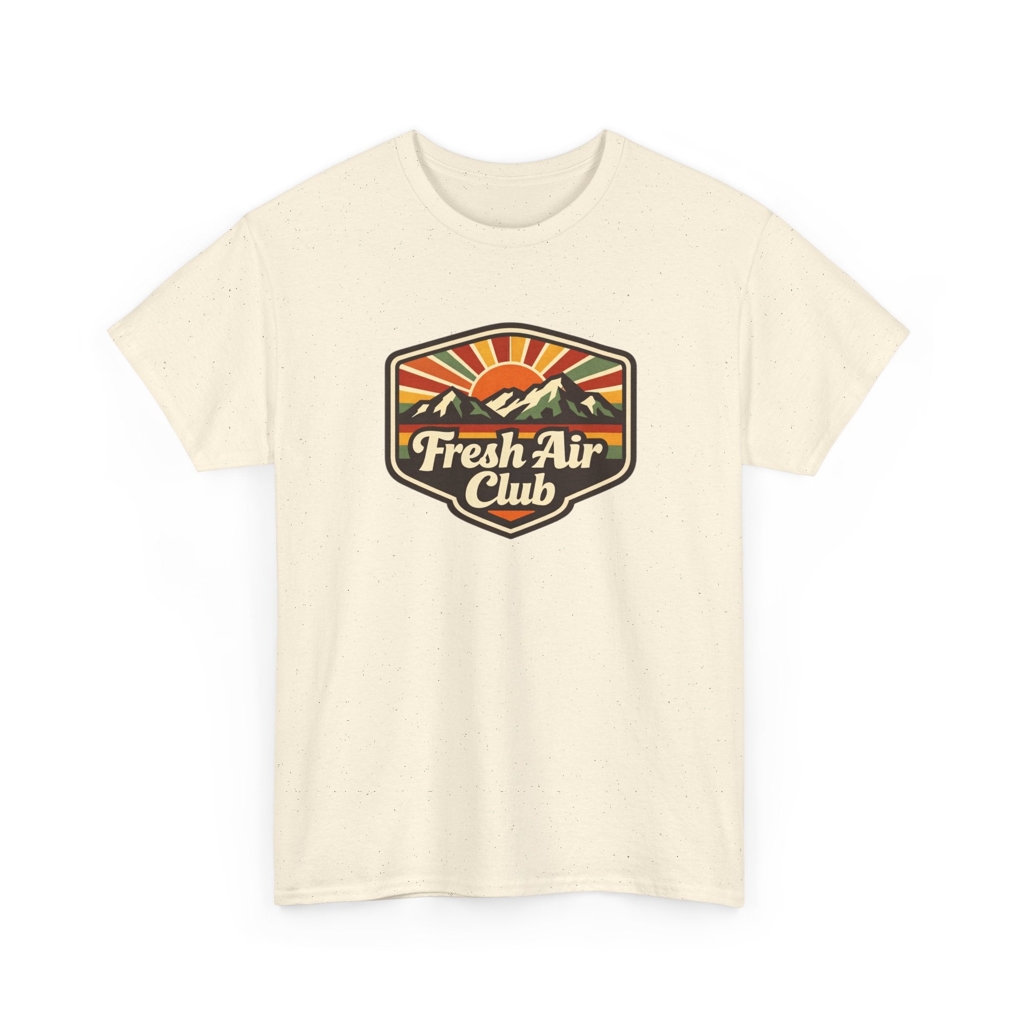 Fresh Air Club T-Shirt — Retro Mountain Sunset Outdoor Tee